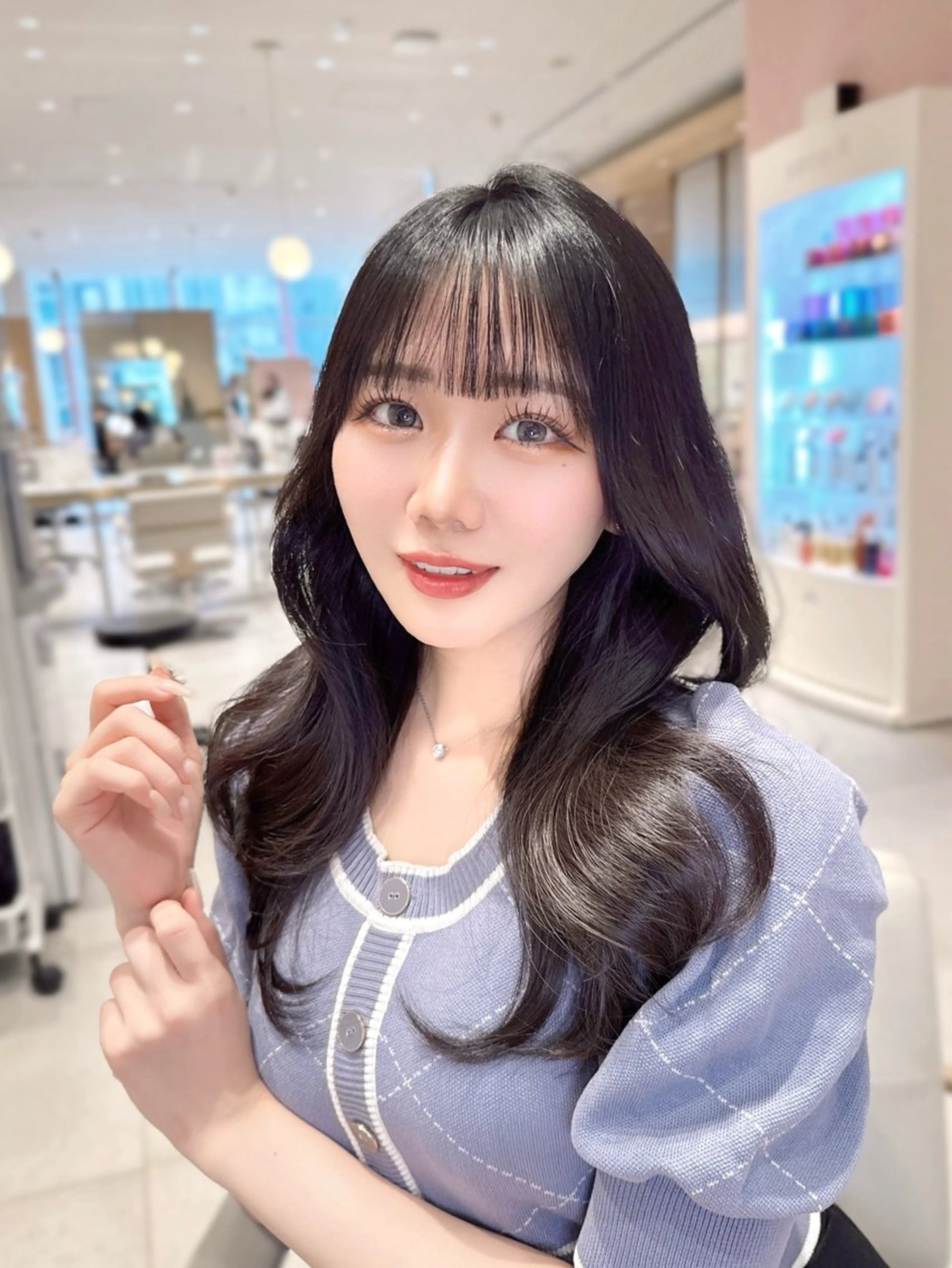 ミディアム カラー カット ヘアカラー トリートメント ヘッドスパ ヘアセット 韓国ヘア/レイヤー/ 顔まわり/りょーとのヘアスタイル