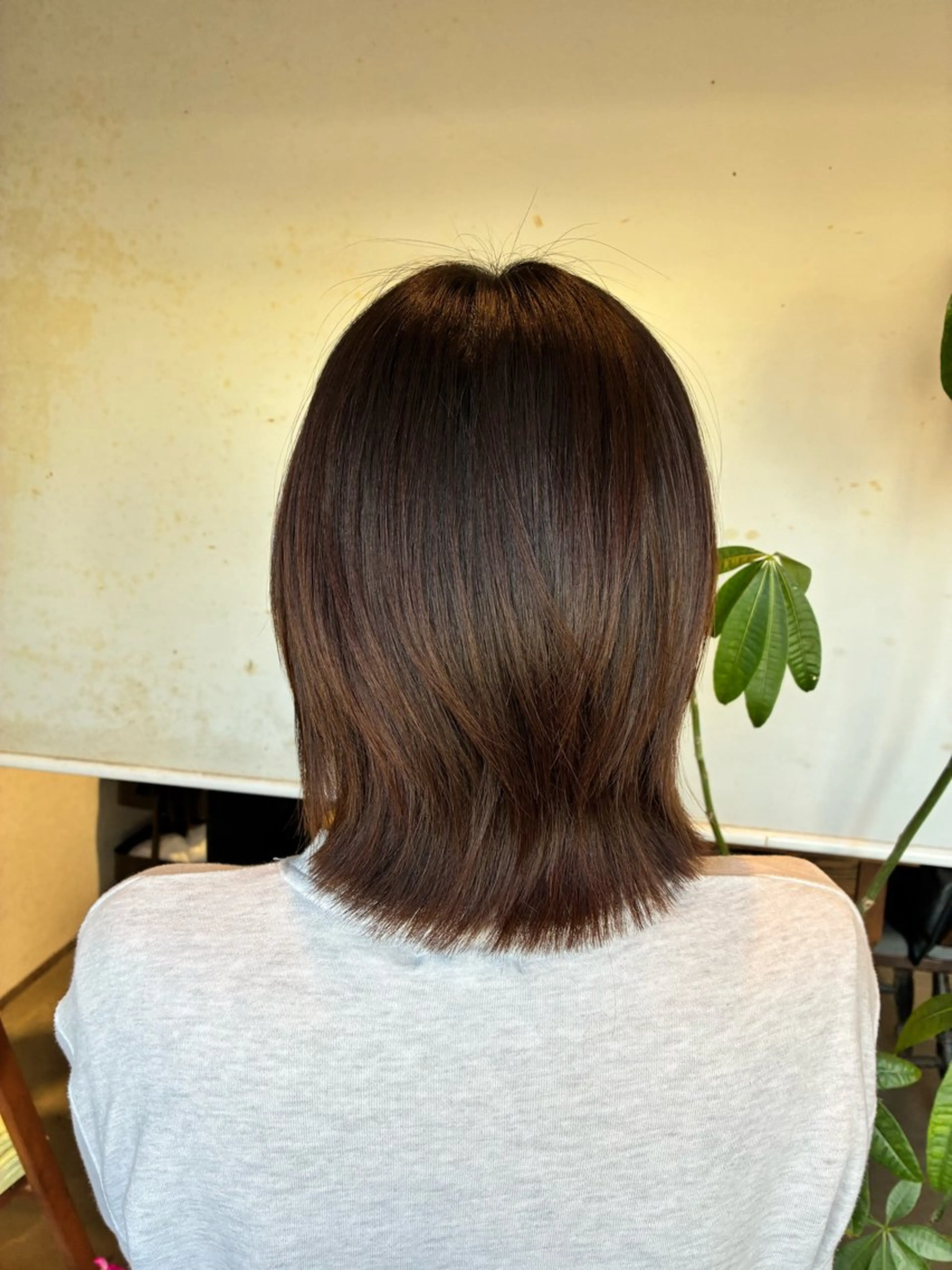 ミディアム ミディアムレイヤー 顔まわりレイヤー レイヤーカット 小顔カット lampsi  hair所属・宇田津 文那のヘアスタイル