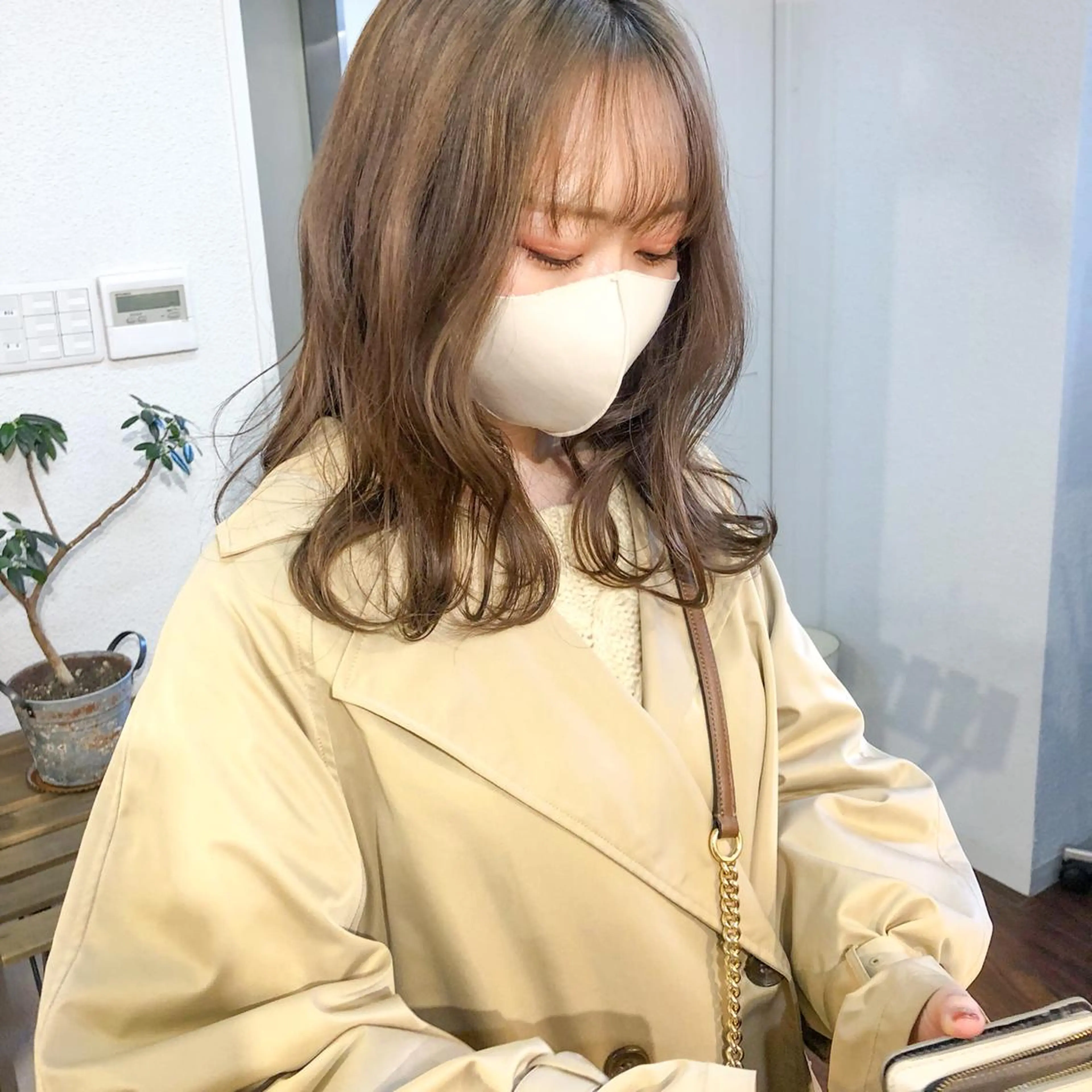 セミロング カラー ベージュカラー 水野 雪 /パーマ/暖色カラーのヘアスタイル