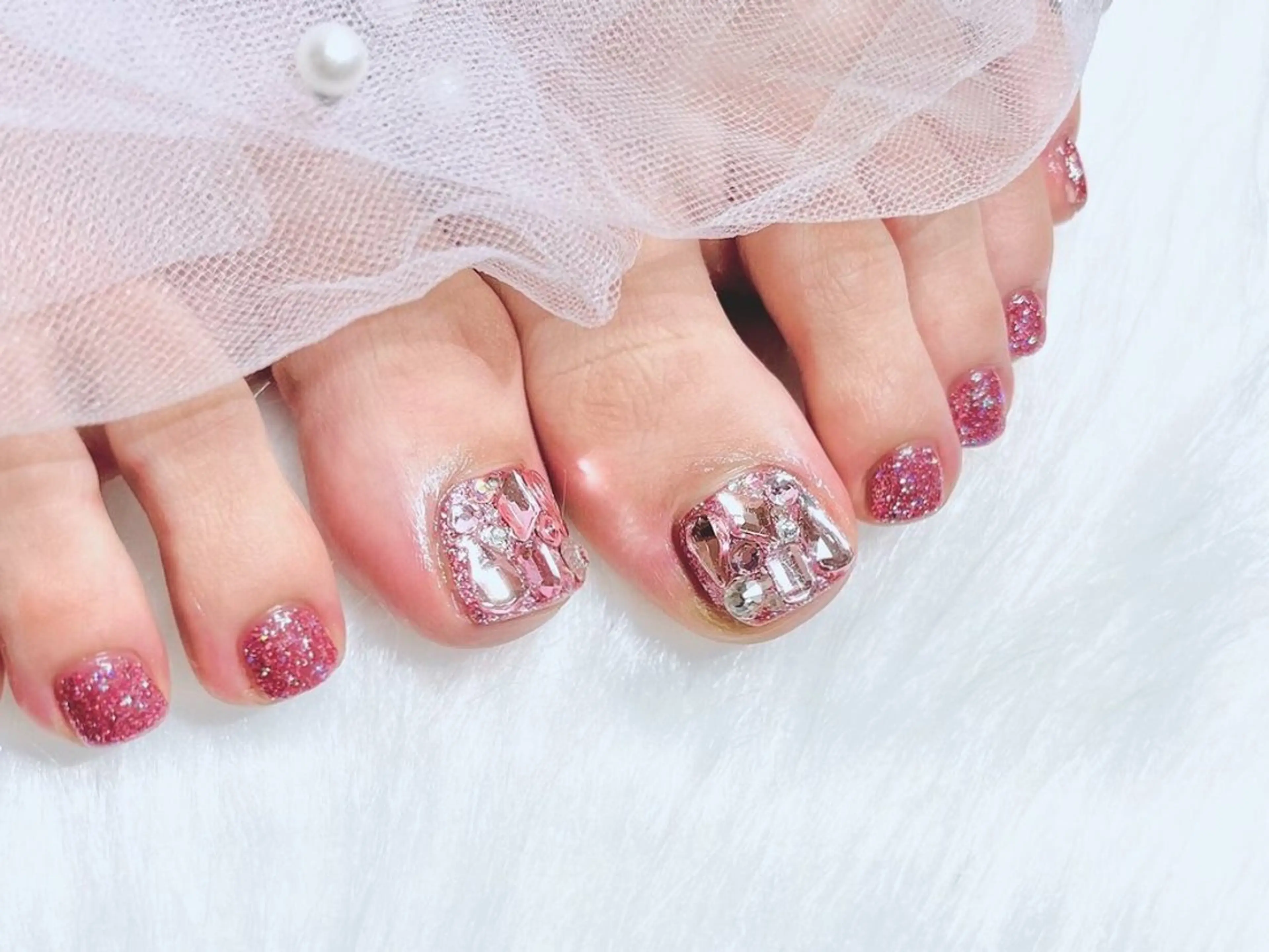 ネイル フットネイル ネイリストゆか💅 長さだし、深爪矯正のネイルデザイン