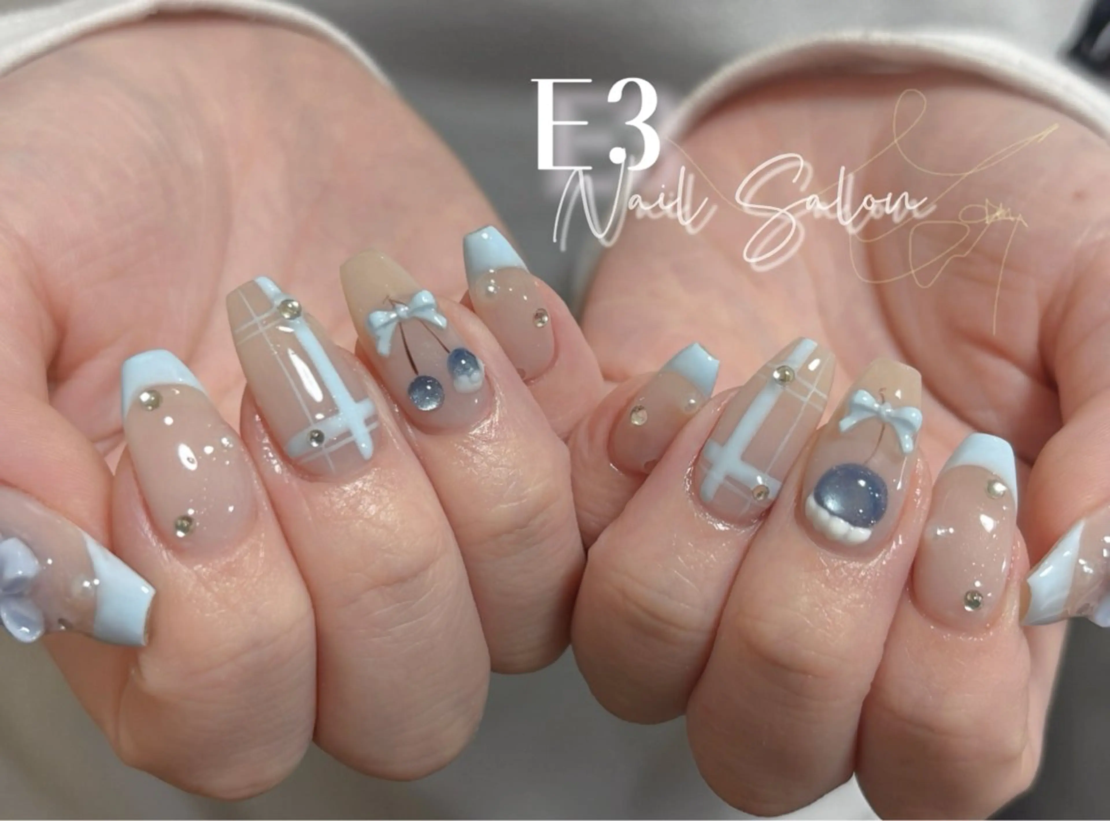 ネイル 桜ネイル フレンチネイル ジェルネイル ガラスフレンチ グラデーション ハンドネイル E3 Nail Salonのネイルデザイン