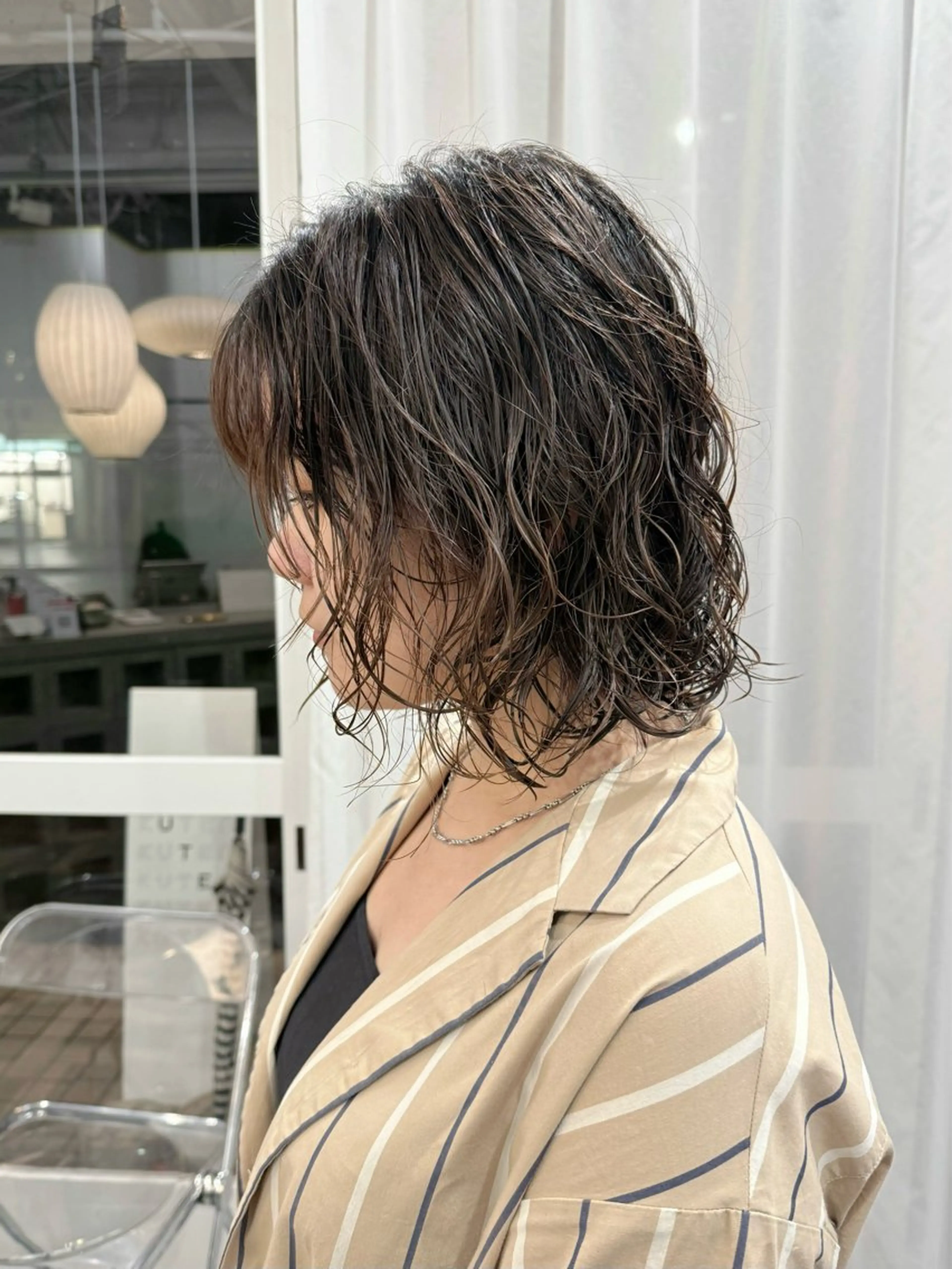 ミディアム パーマ ミディアムパーマ ボブ カット パーマ レイヤーカット/ 春日井/鵜飼元喜のヘアスタイル