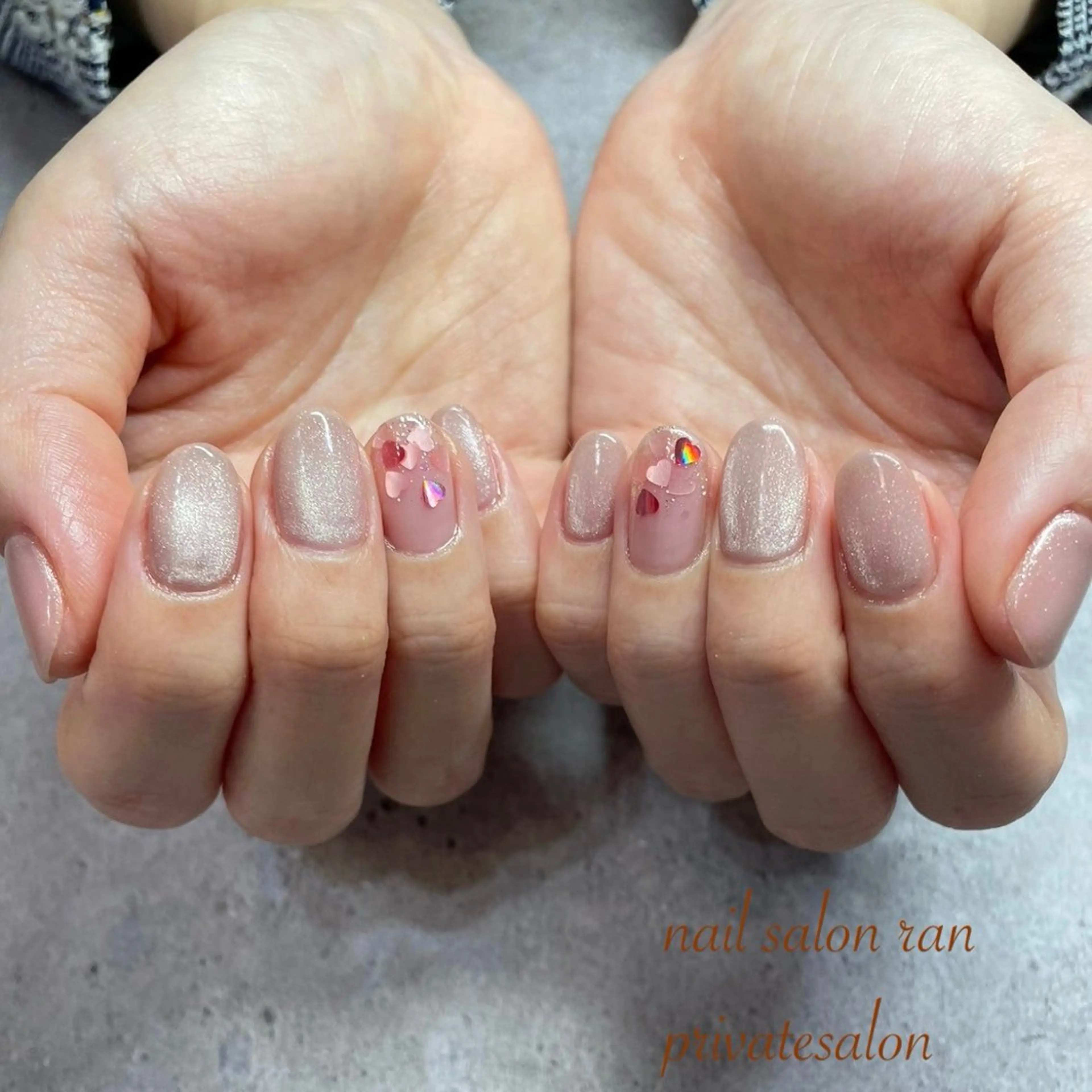 ネイル フレンチネイル ハート マグネットネイル ハンドネイル ハンドケア nailsalon ranのネイルデザイン