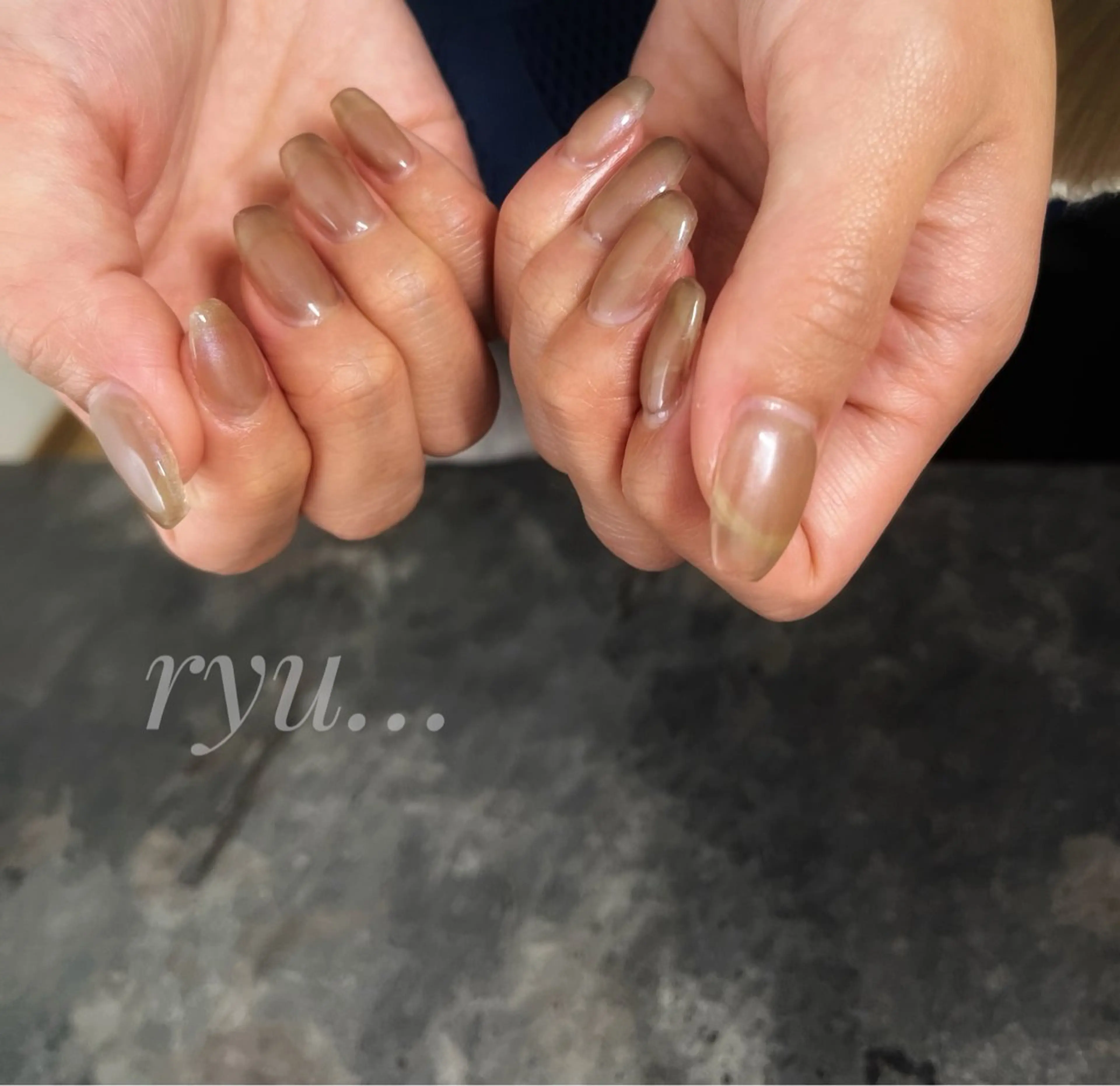 ネイル ブルー ブラウン ハンドネイル 筒井 美穂のネイルデザイン