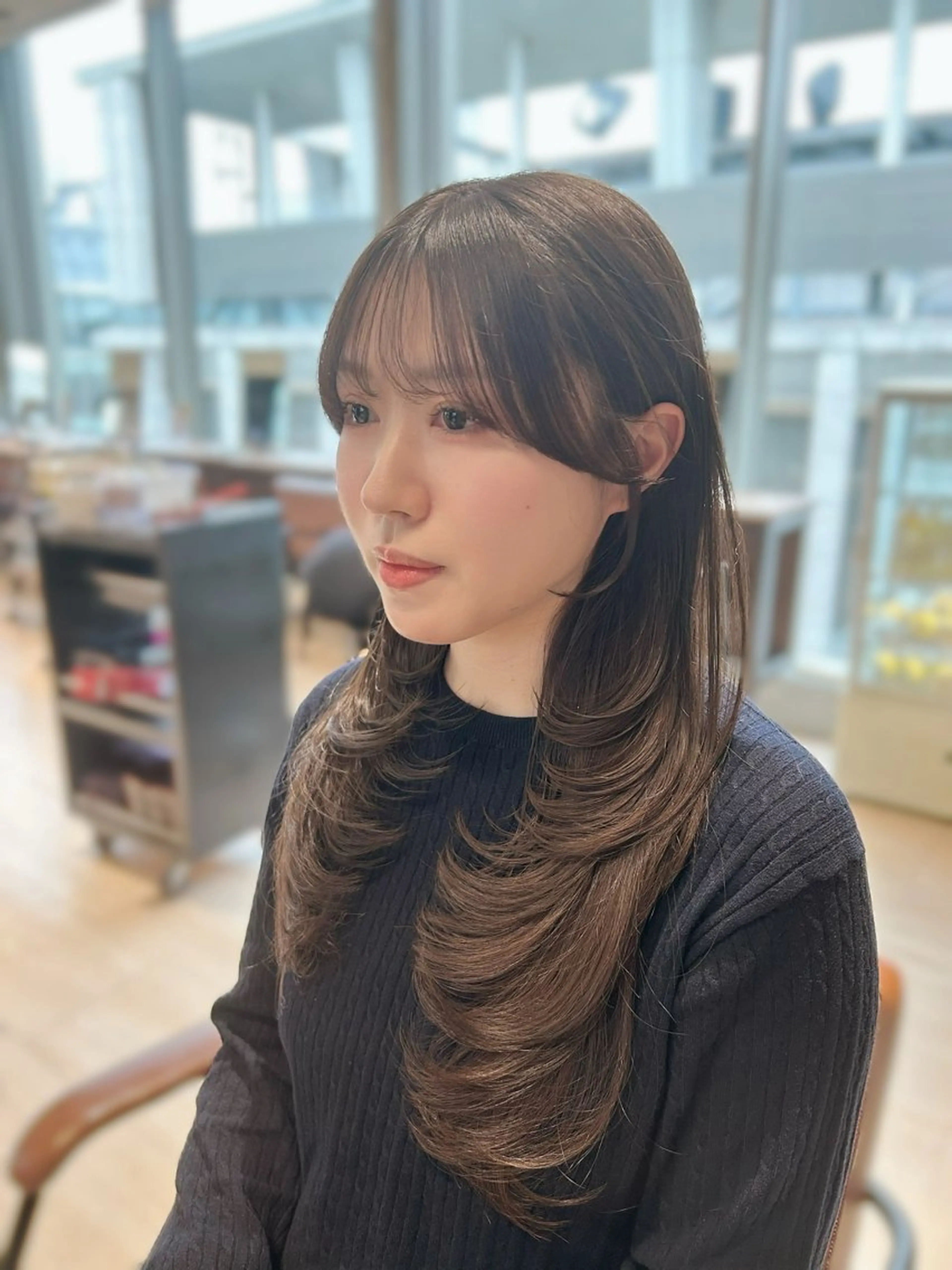 ロング カット ヘアカラー トリートメント 🎀大竹美侑/顔まわ りカット/レイヤーのヘアスタイル