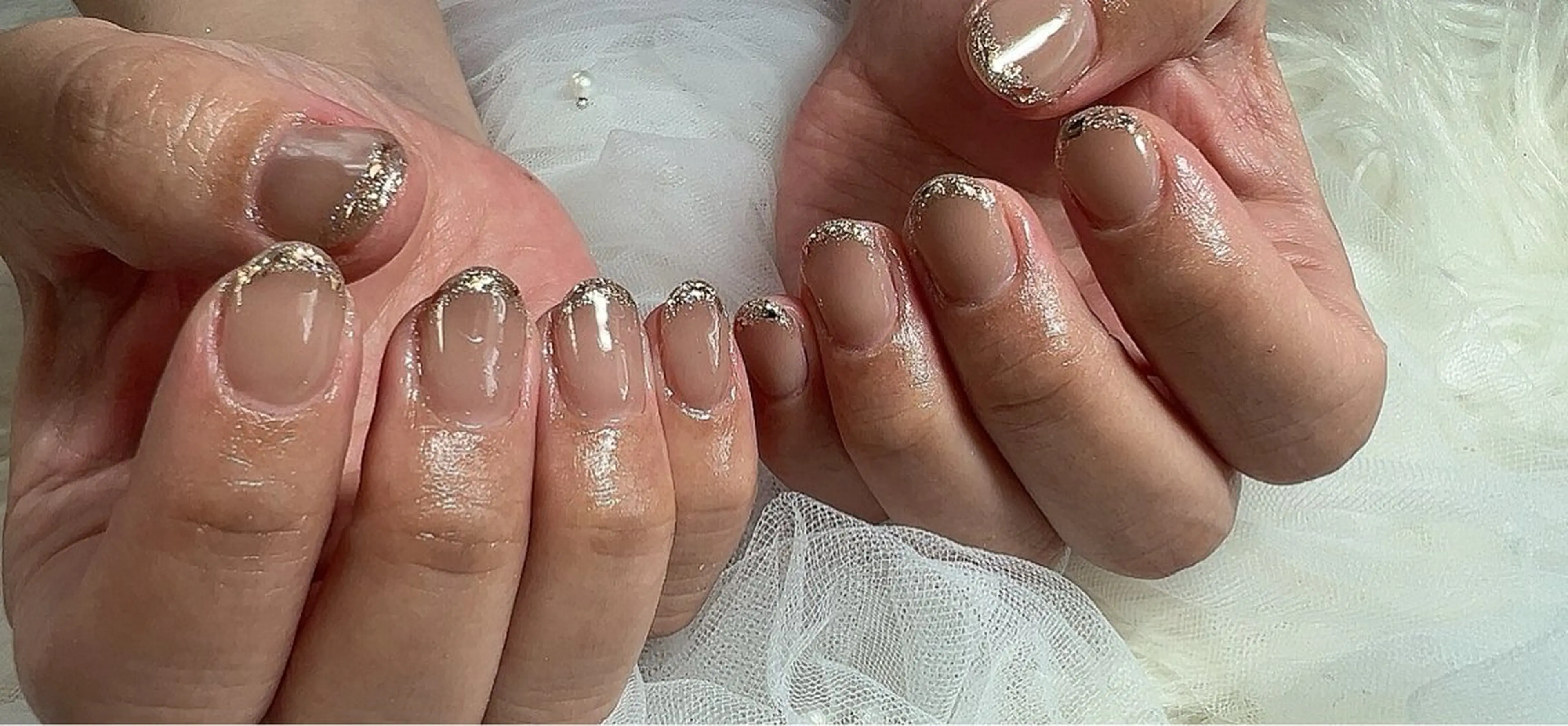 ネイル フレンチネイル ガラスフレンチ Ruana Nailのネイルデザイン