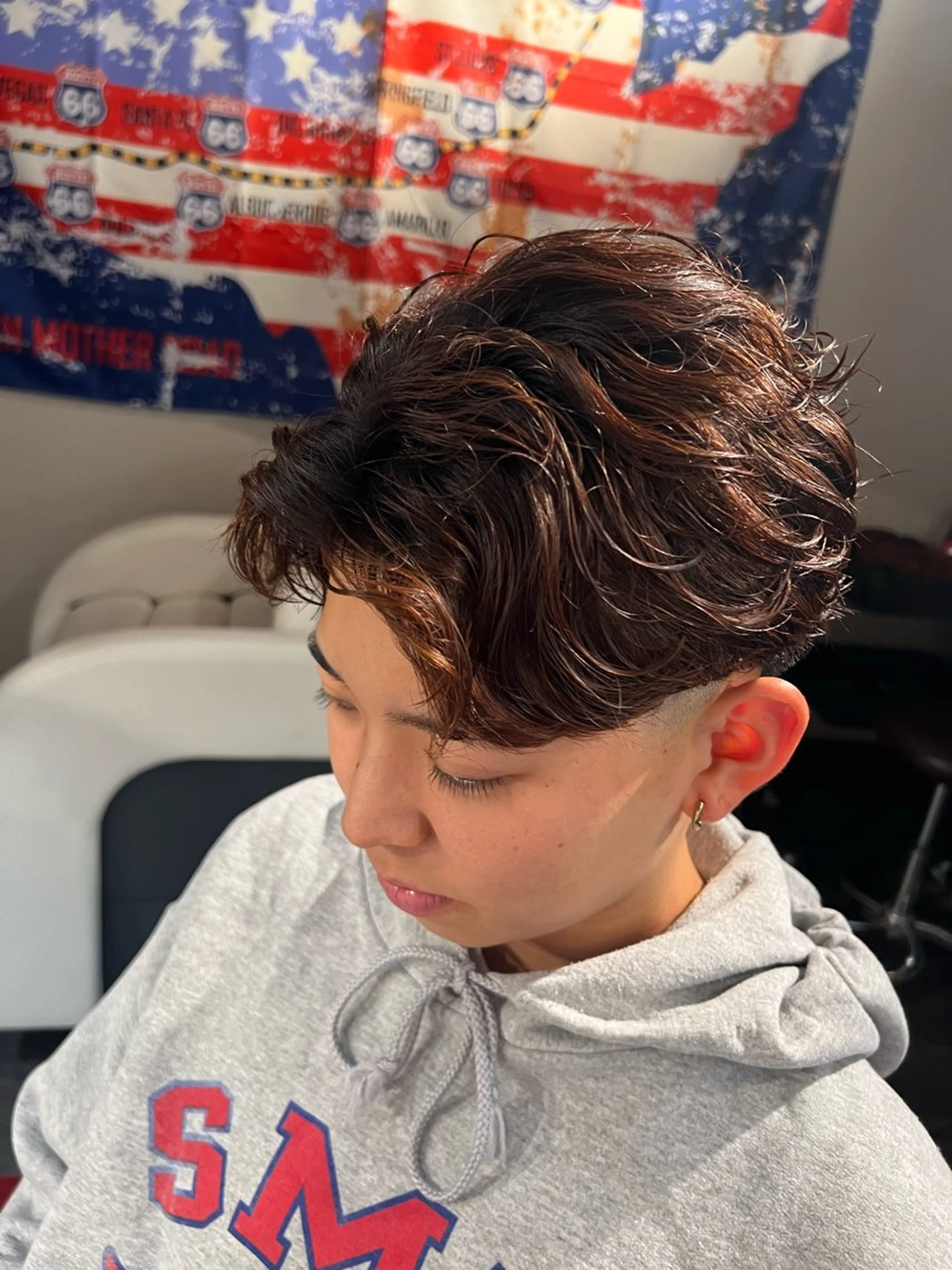 ミディアム パーマ SON＆MARLEY'S BAR BER所属・江口 沙良のヘアスタイル