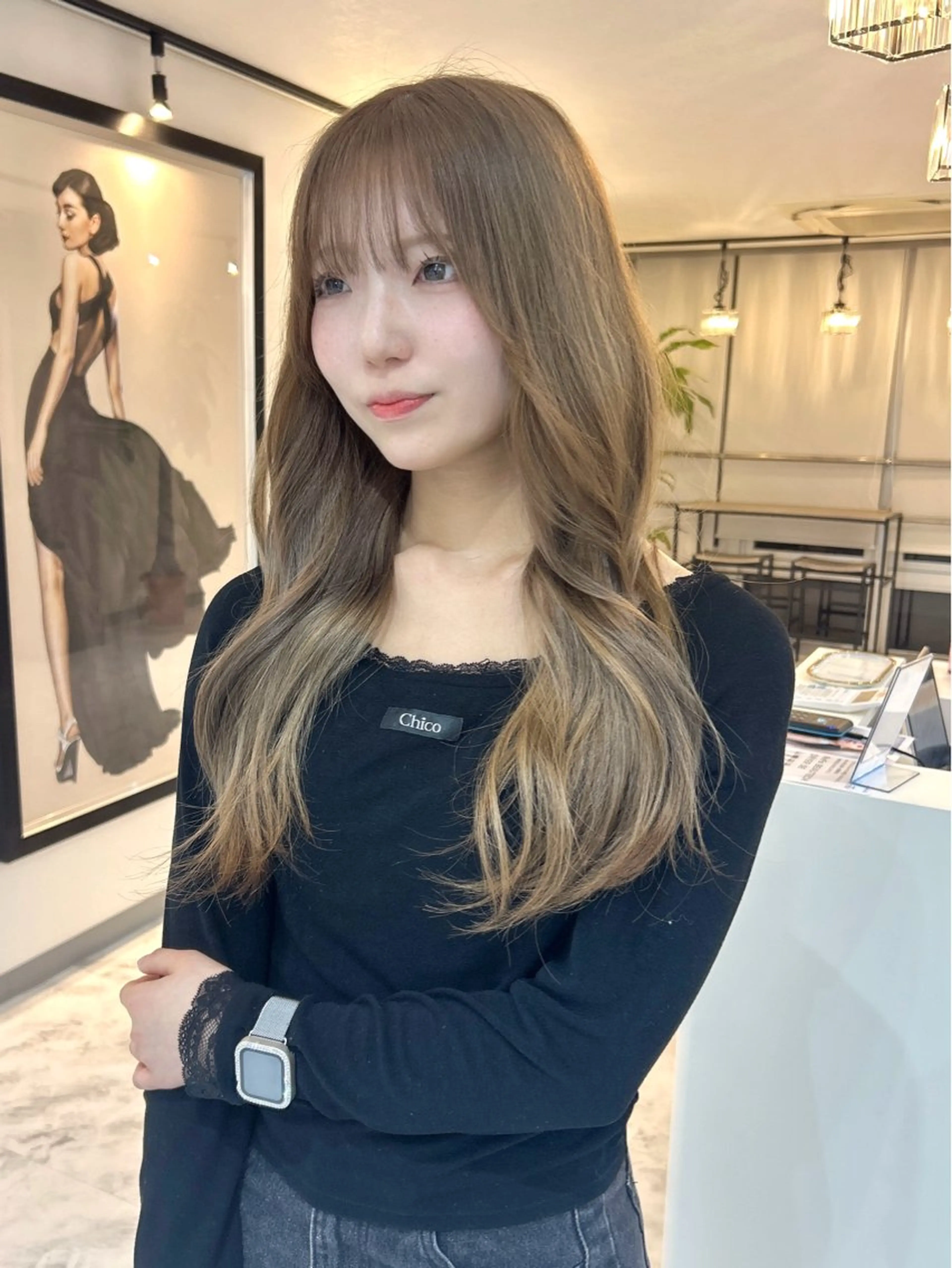 ロング カラー カット ヘアカラー Via  京都烏丸所属・ブロンド/ハイトーン /レイヤー/りなのヘアスタイル