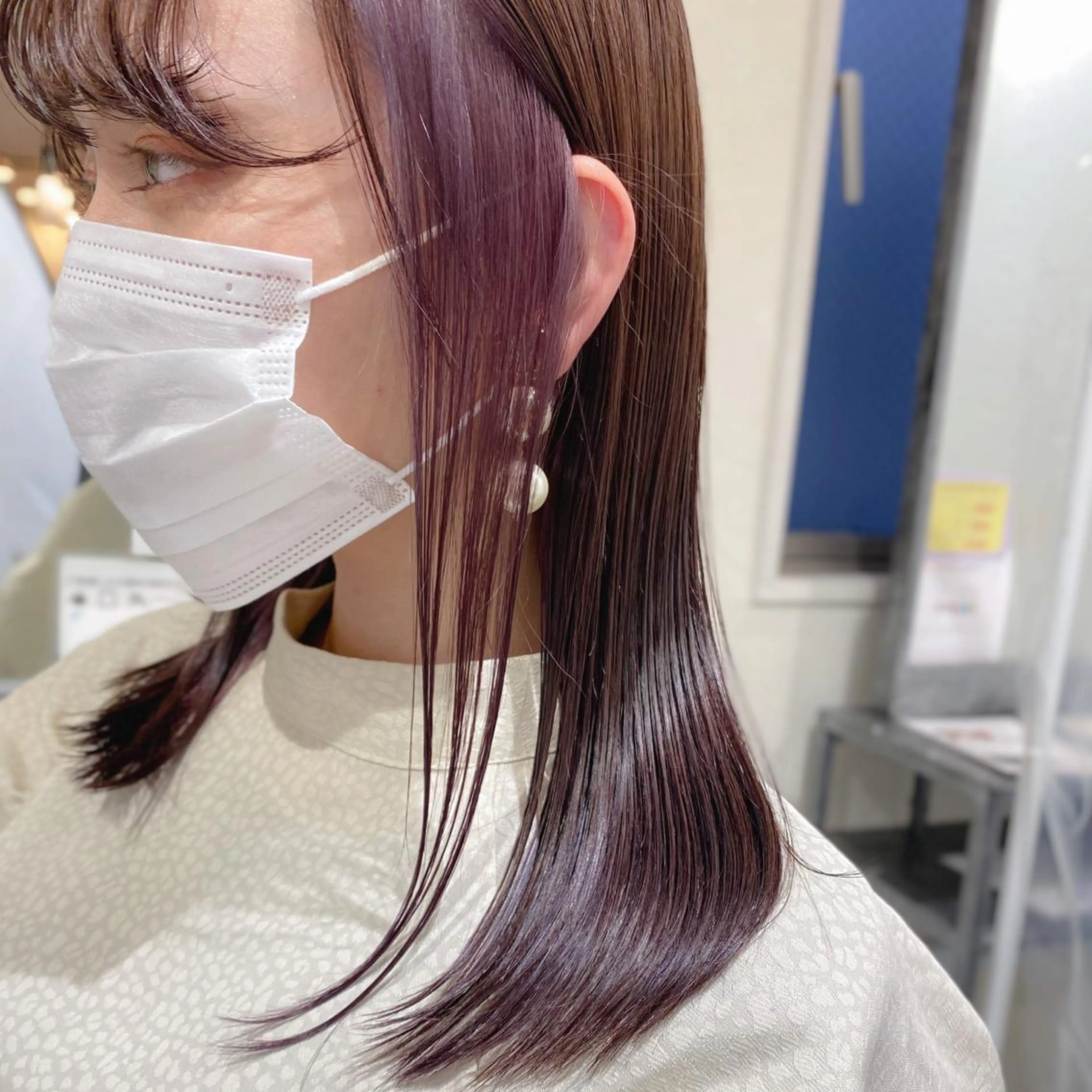 ミディアム カラー ヘアアレンジ インナーカラー バイオレットカラー カット ヘアカラー トリートメント 竹内啓太 ボブのヘアスタイル