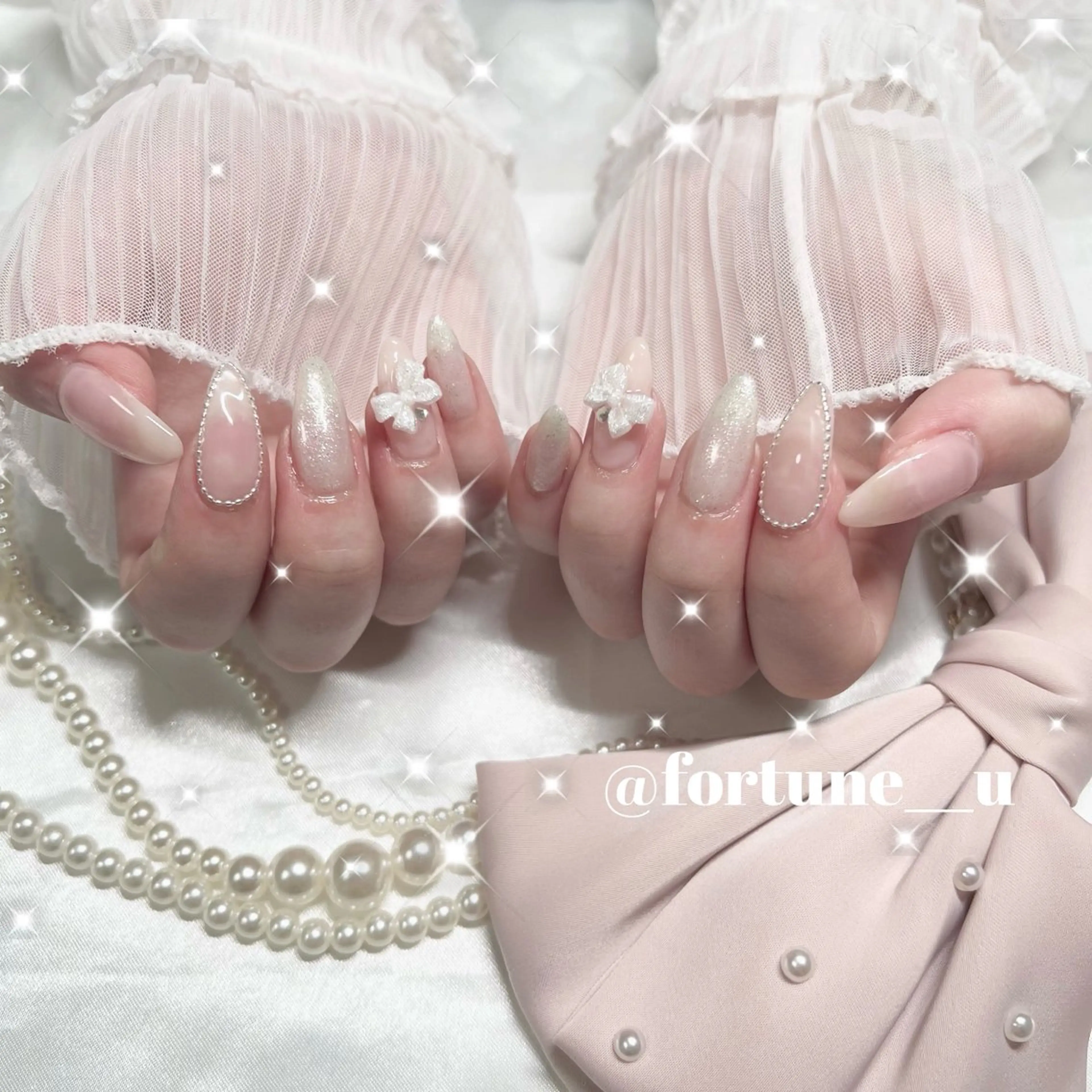 ネイル ガーリー 韓国ネイル 水色 オフィスネイル ピンク ハンドネイル 💜 Yuuna💜のネイルデザイン