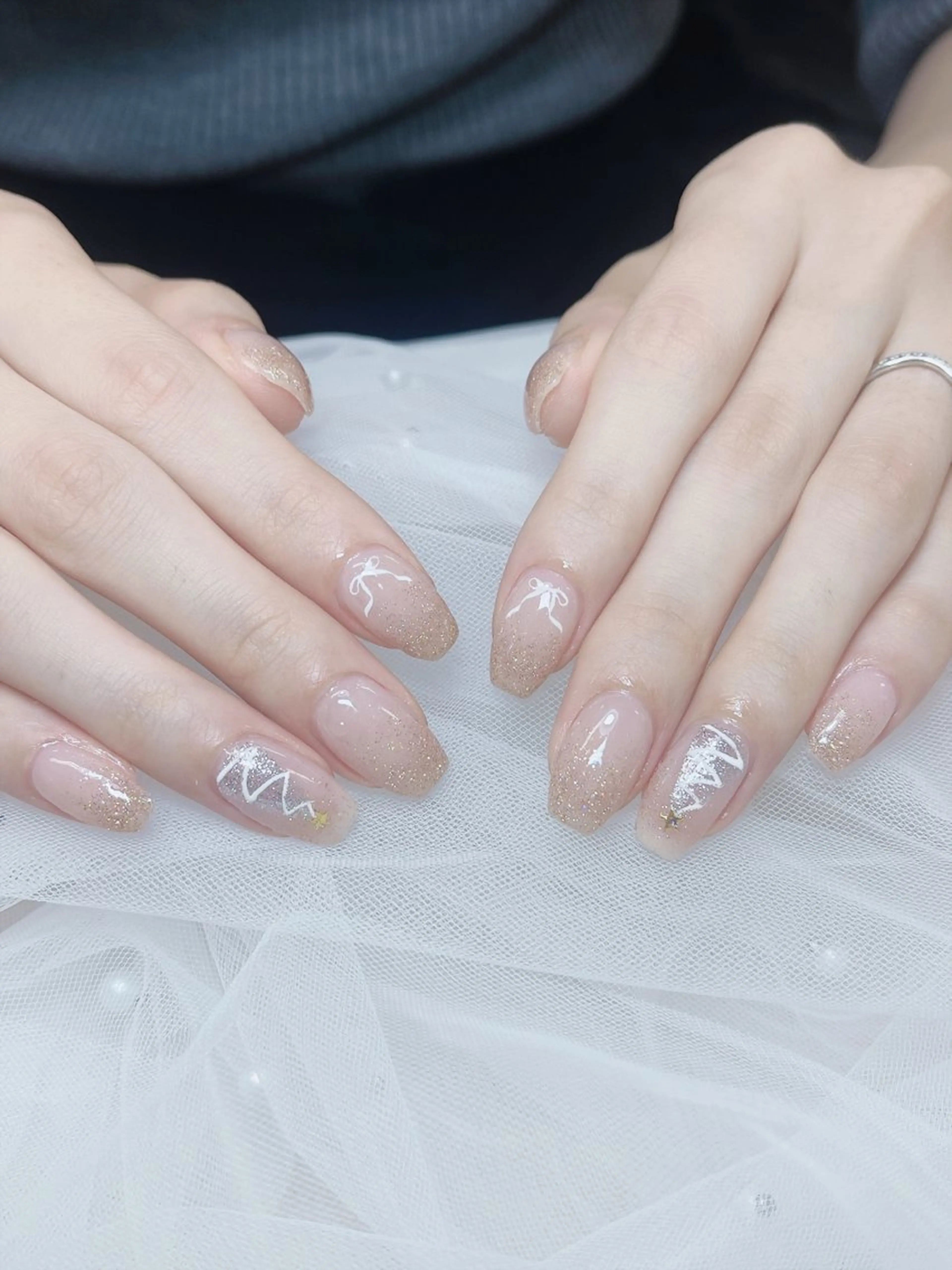 ネイル チークネイル 成人式 フレンチネイル グラデーション 氷ネイル・うるうるネイル ハンドネイル DUO MI所属・DUO   MI nail salonのネイルデザイン