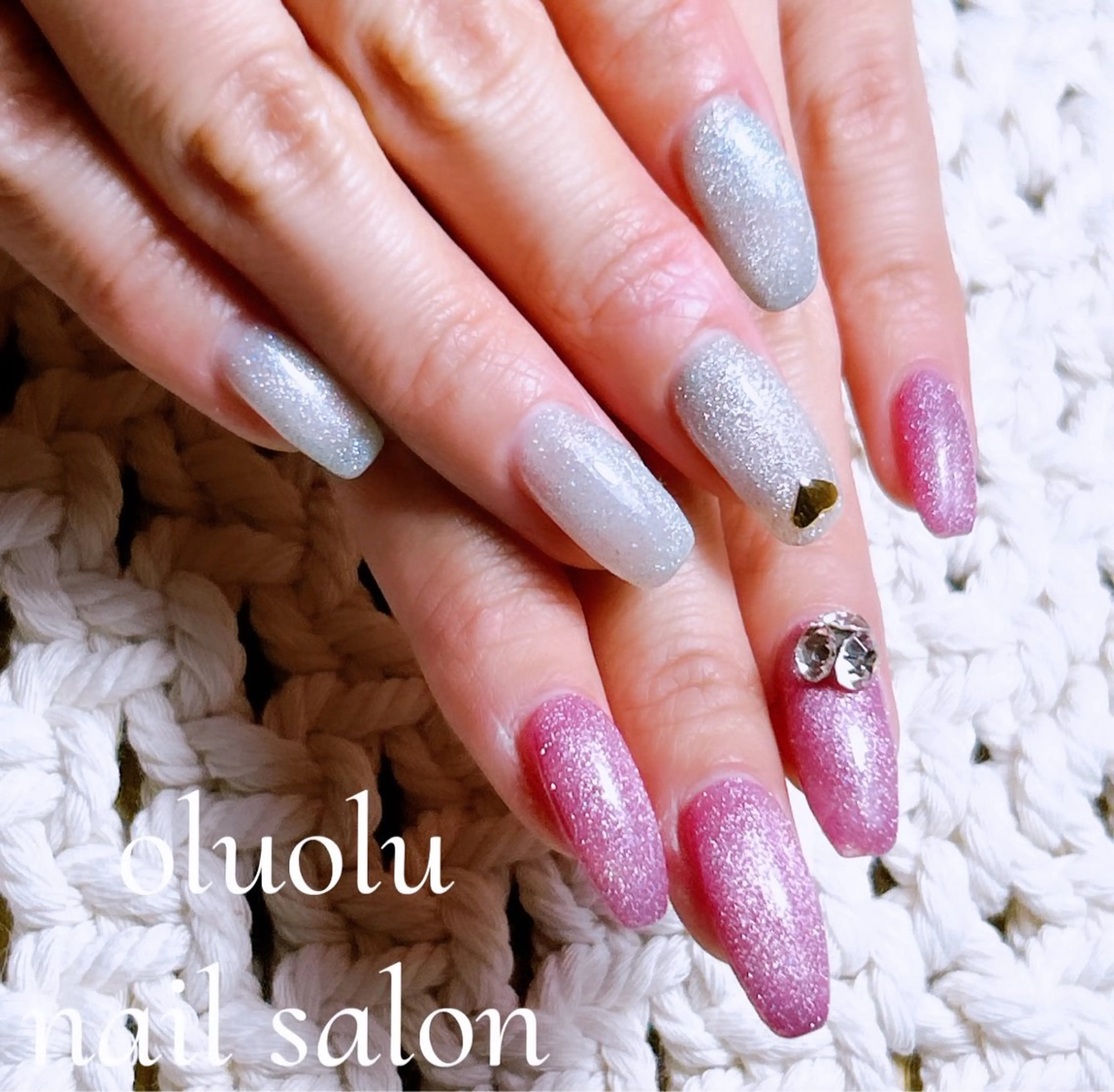 ネイル ジェルネイル マグネットネイル パラジェル ワンホンネイル oluolu nailsalonのネイルデザイン