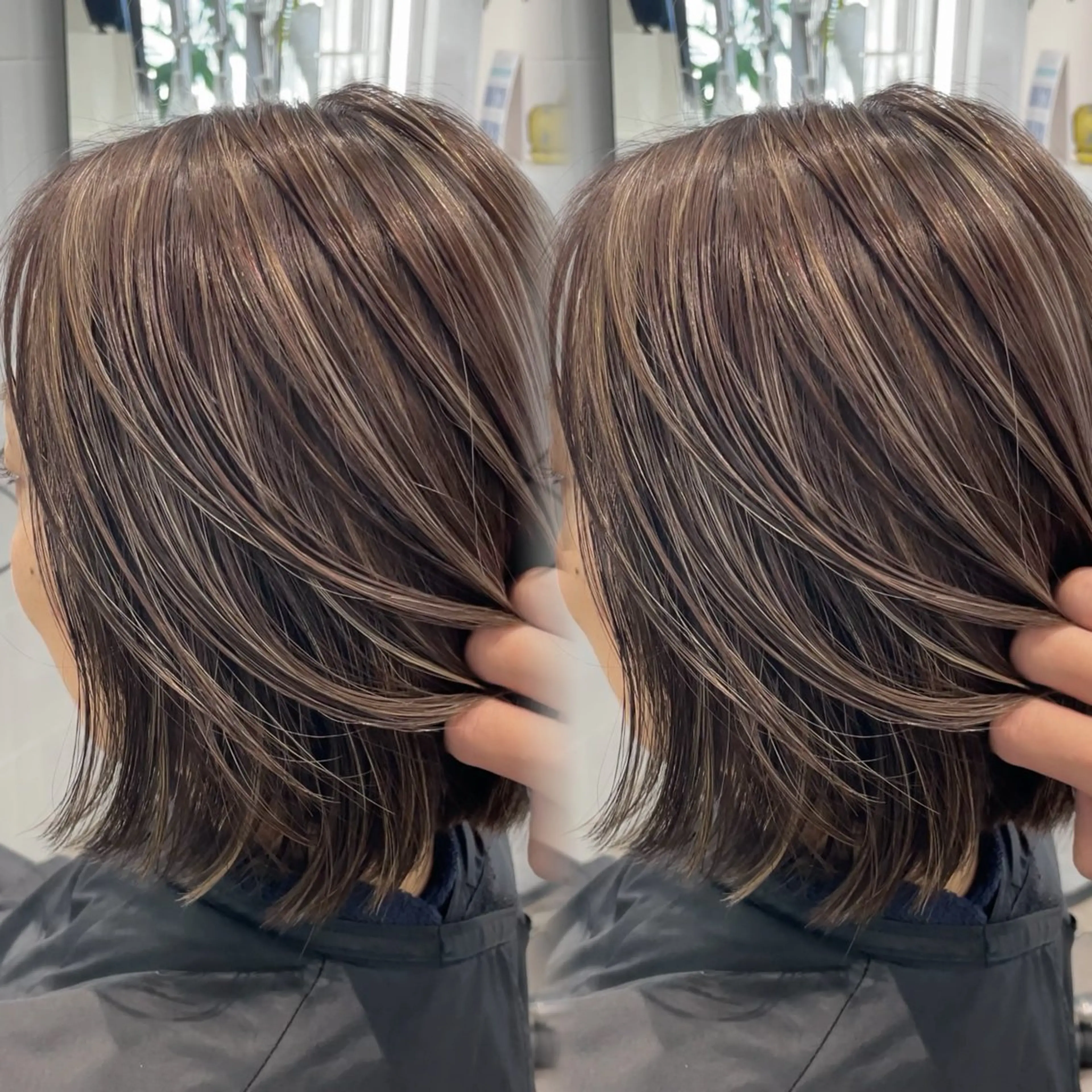 ショート カラー ハイライトカラー ボブ ハイライト カット ヘアカラー トリートメント 表参道/ハイライト バレイヤージュのヘアスタイル