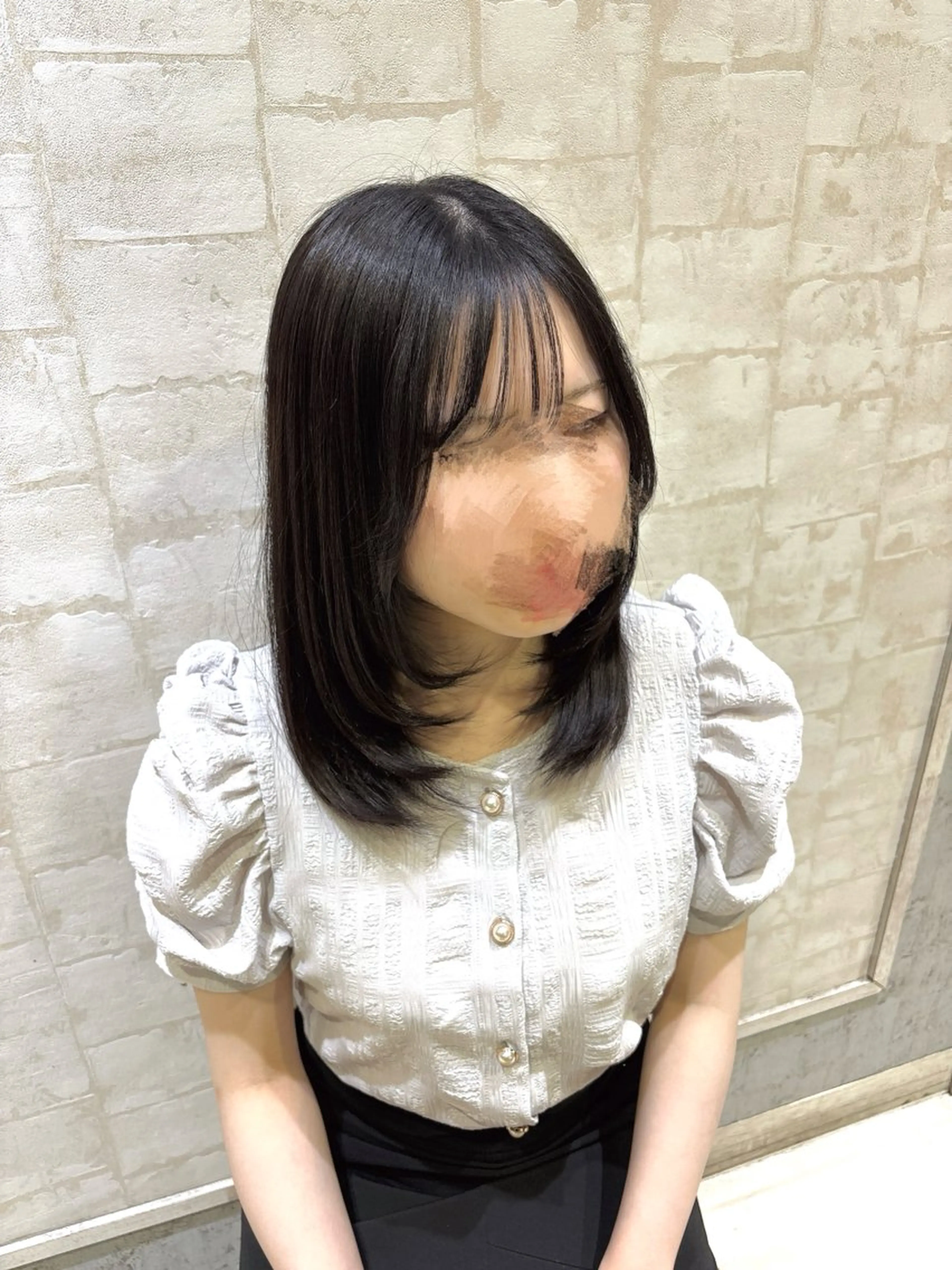 ミディアム 顔周りカット ヘアカラー トリートメント 韓国レイヤー/カラー 🐈‍⬛💗miyuのヘアスタイル