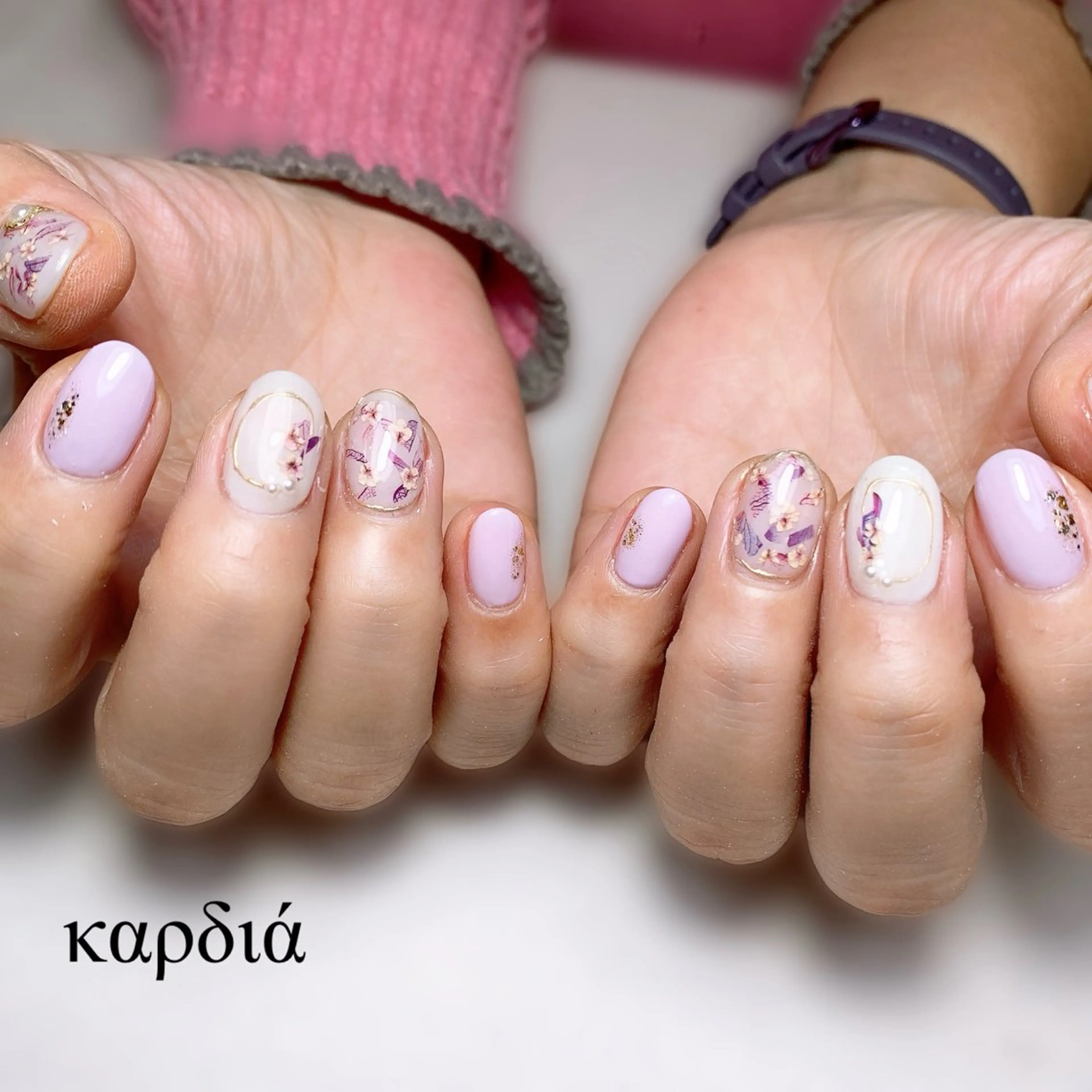 ネイル ハンドネイル καρδιά -ｶﾙﾃﾞｨｱ-のネイルデザイン