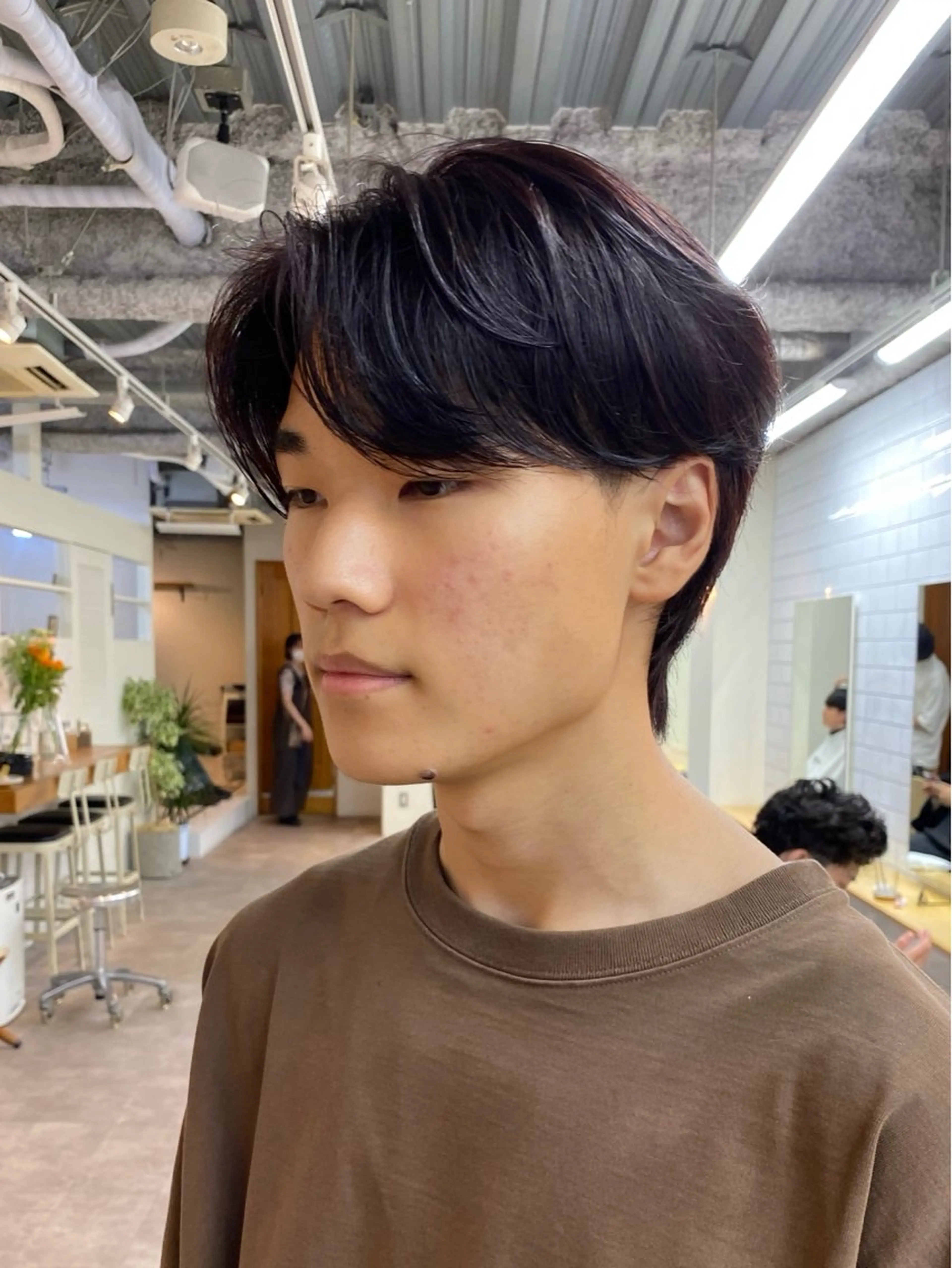 ショート カラー パーマ メンズ カルマパーマ メンズパーマ レッドカラー JINKIメンズ特化 メンズカットパーマのヘアスタイル