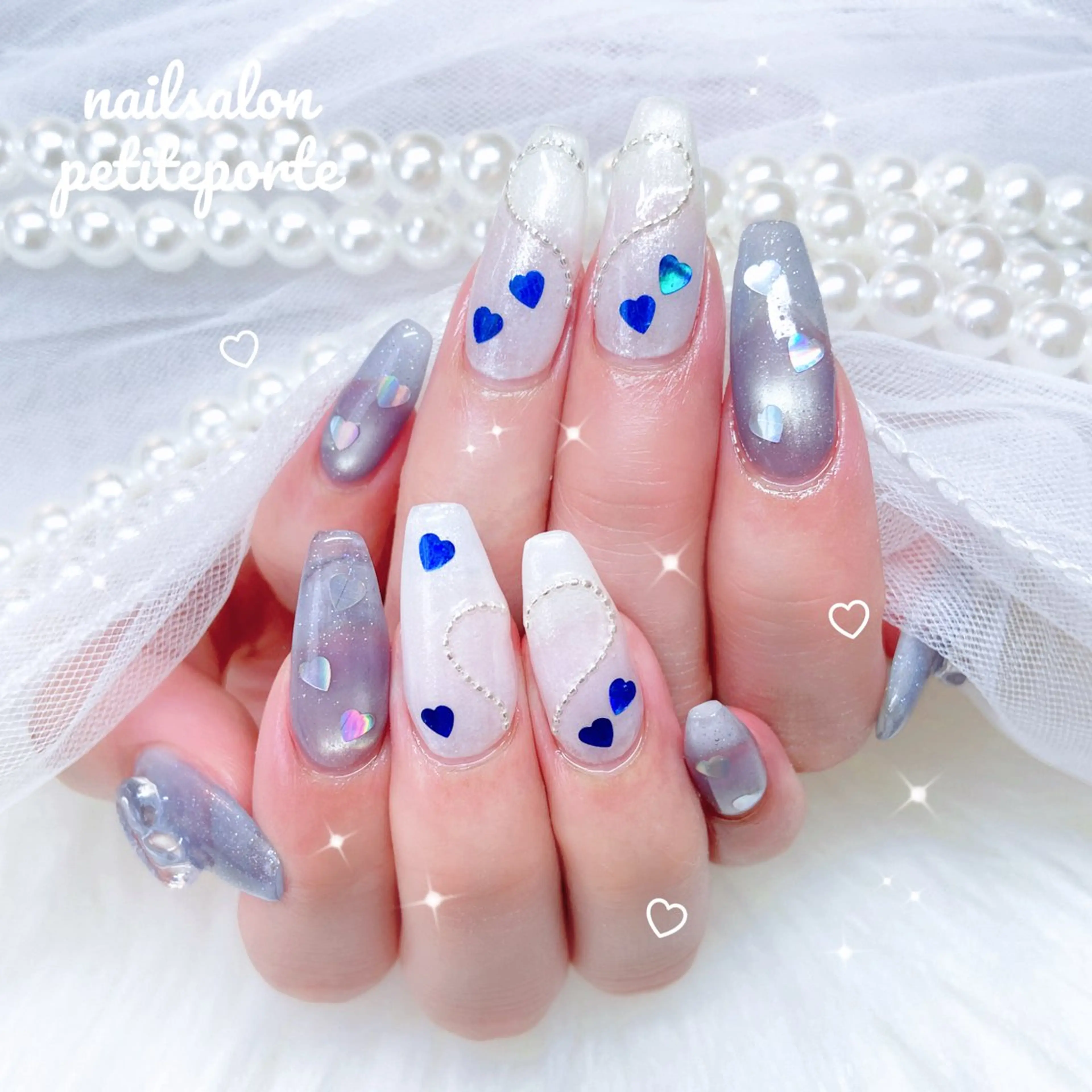 ネイル ハート 氷ネイル・うるうるネイル マグネットネイル ハンドネイル nailsalon petite porte所属・petite porteのネイルデザイン