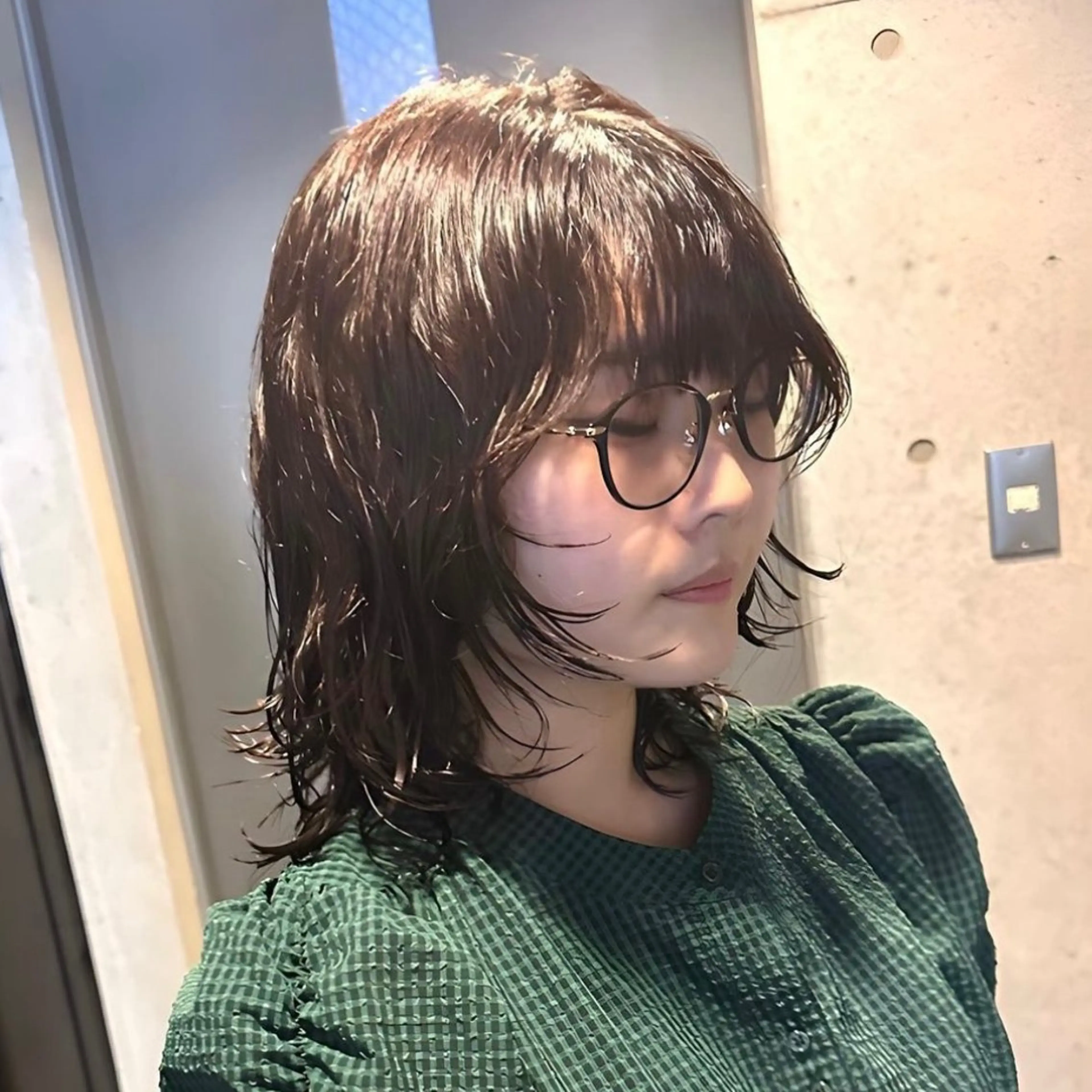 セミロング パーマ カット パーマ トリートメント 韓国レイヤーカット要 暗透カラー📓吉祥寺のヘアスタイル