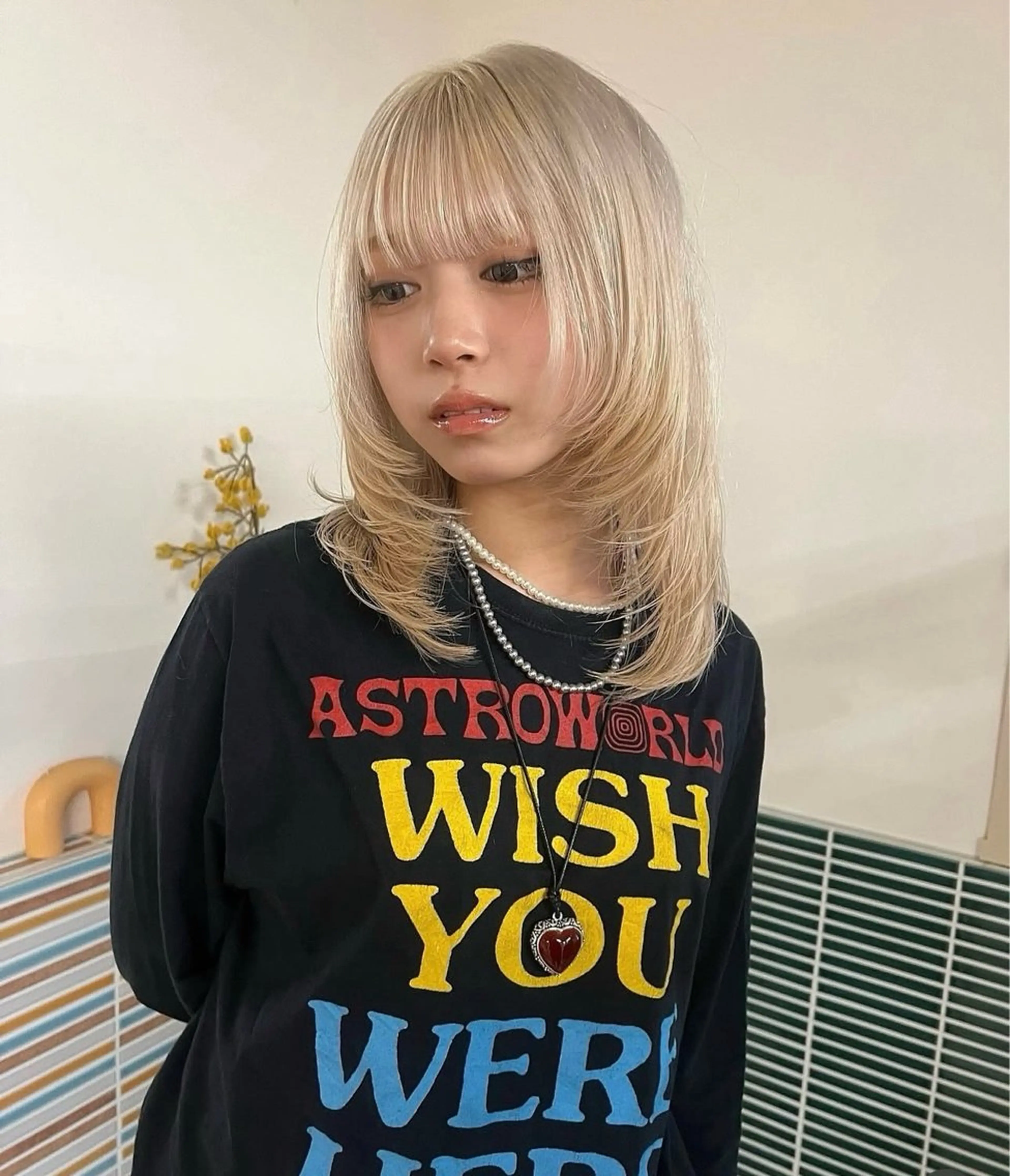 ロング ヘアカラー 梅田/ハイトーン/ 透明感カラー/縮毛のヘアスタイル