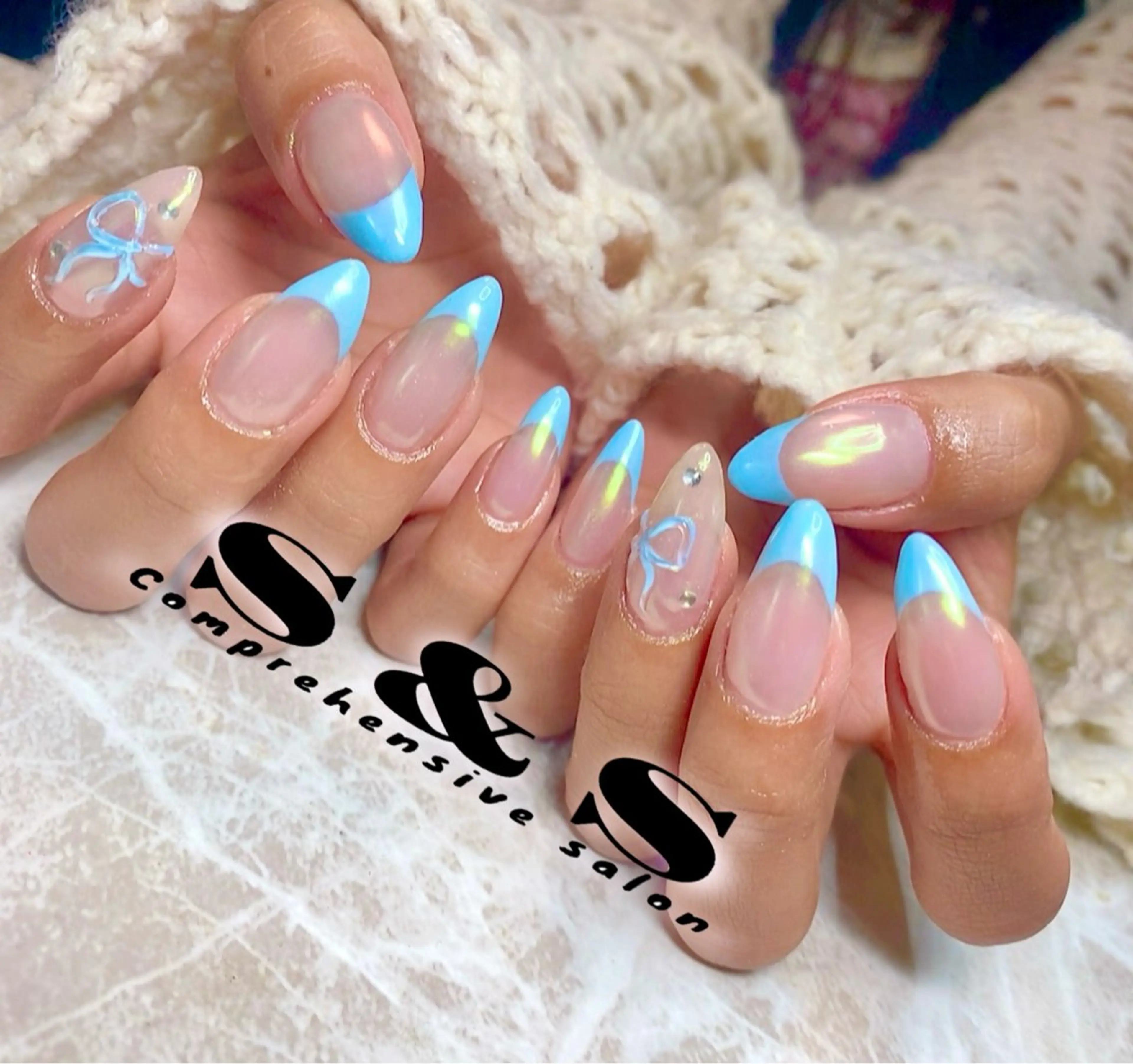 ネイル オーロラネイル リボン S&S 村田小百合のネイルデザイン