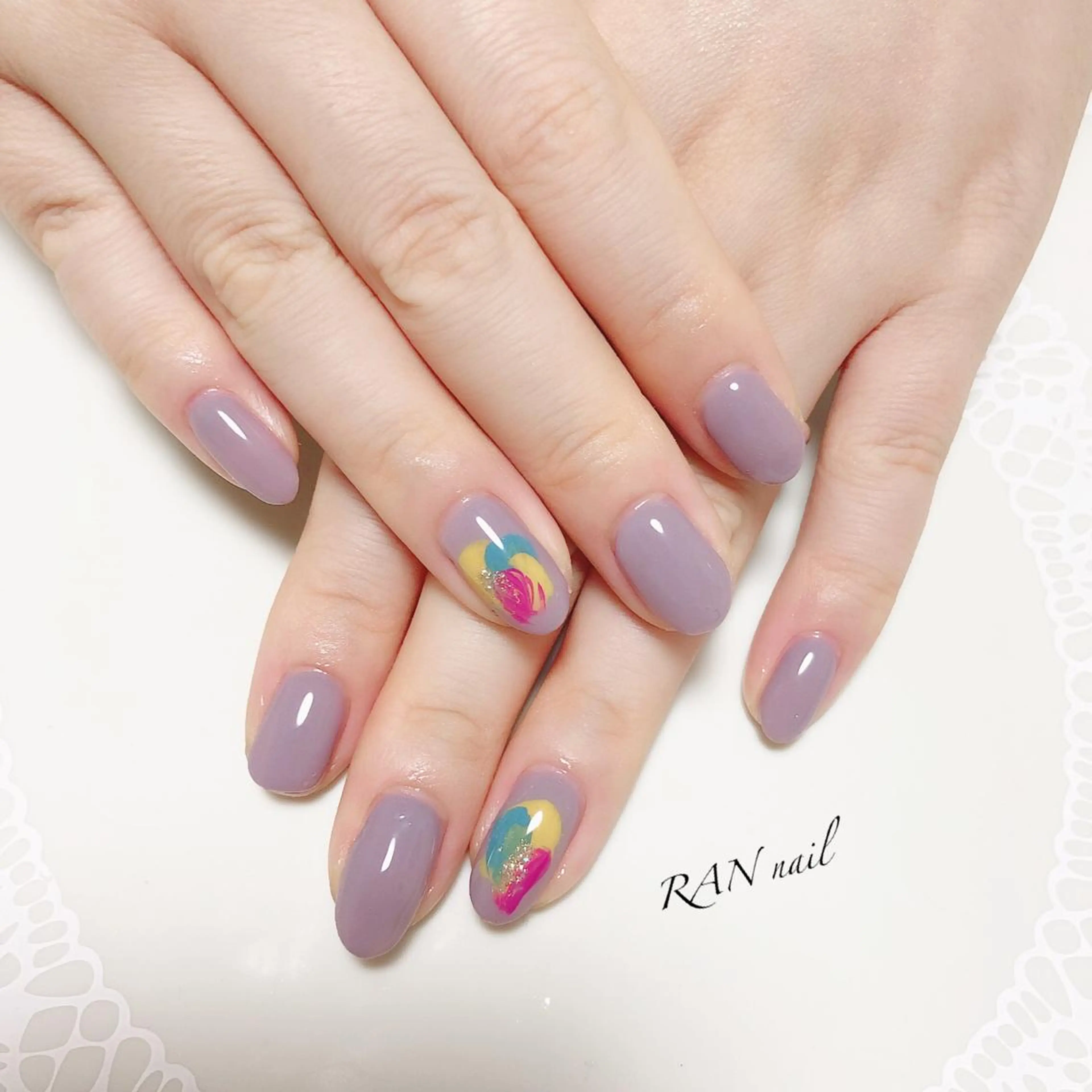 ネイル オーロラネイル クリアネイル ニュアンスネイル オフィスネイル パープル RAN nail 〜ランネイル〜所属・RAN nailのネイルデザイン