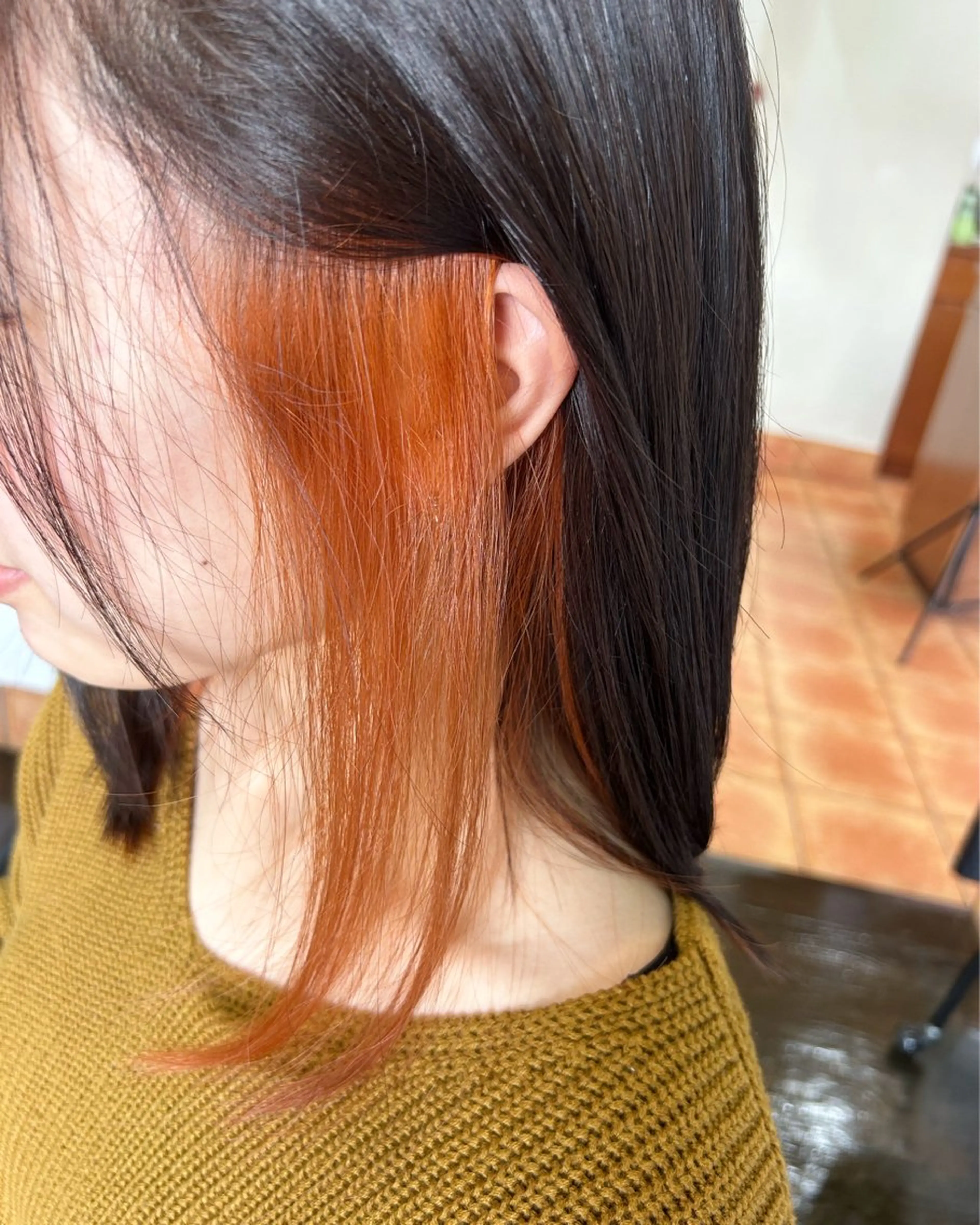 カラー インナーカラー オレンジ 坂本 瑞季 🤍 髪質改善のヘアスタイル