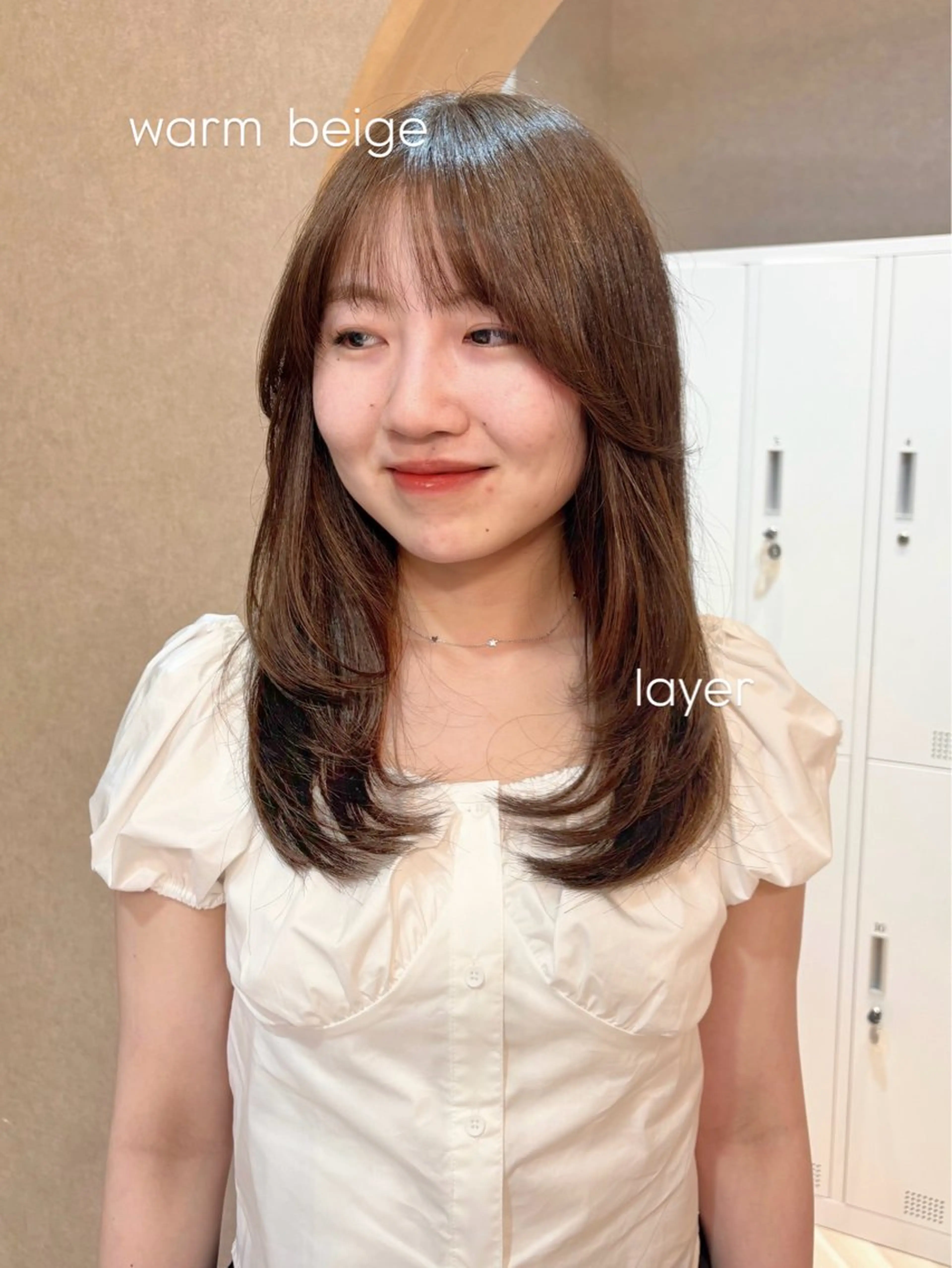ミディアム レイヤーカット 似合わせ/ベージュ /レイヤー/りほ🤍のヘアスタイル
