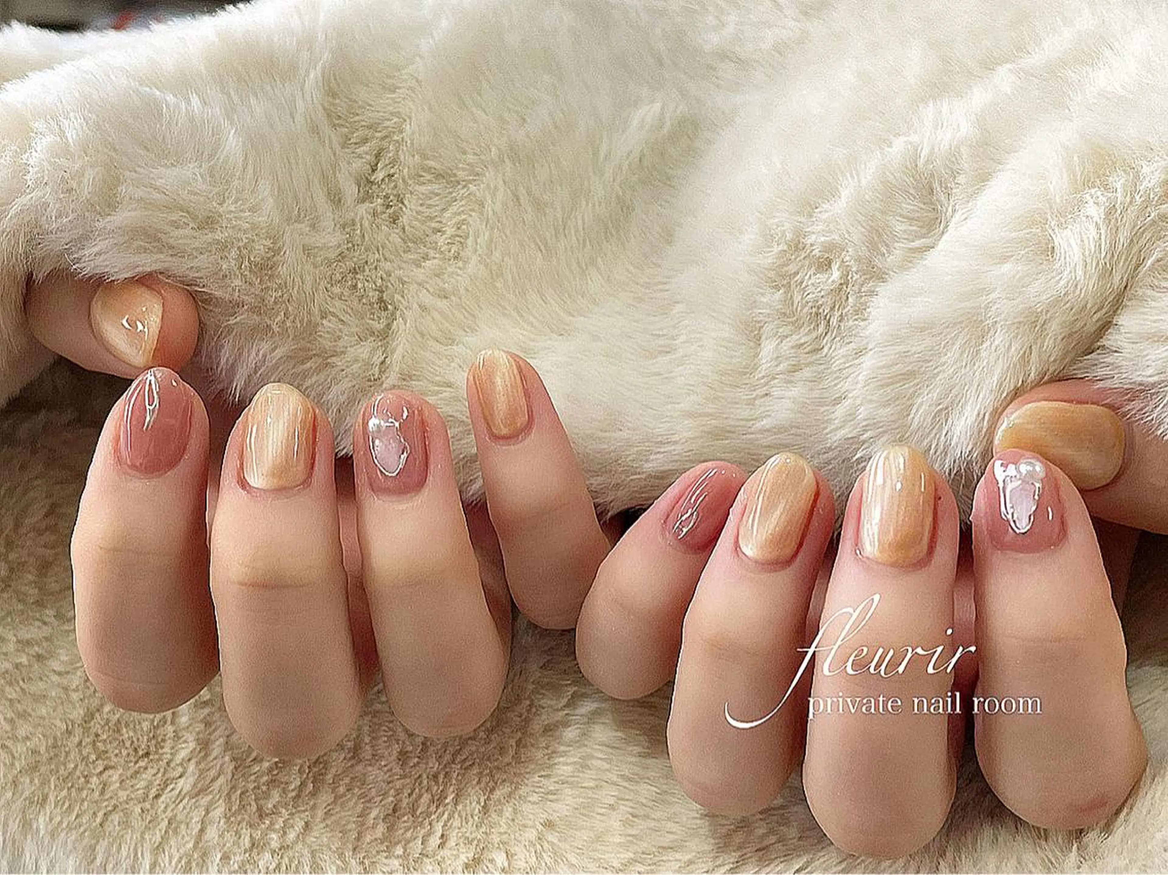 ネイル アートネイル マグネットネイル ミラーネイル シルバー フルリール 【プライベートサロンのネイルデザイン