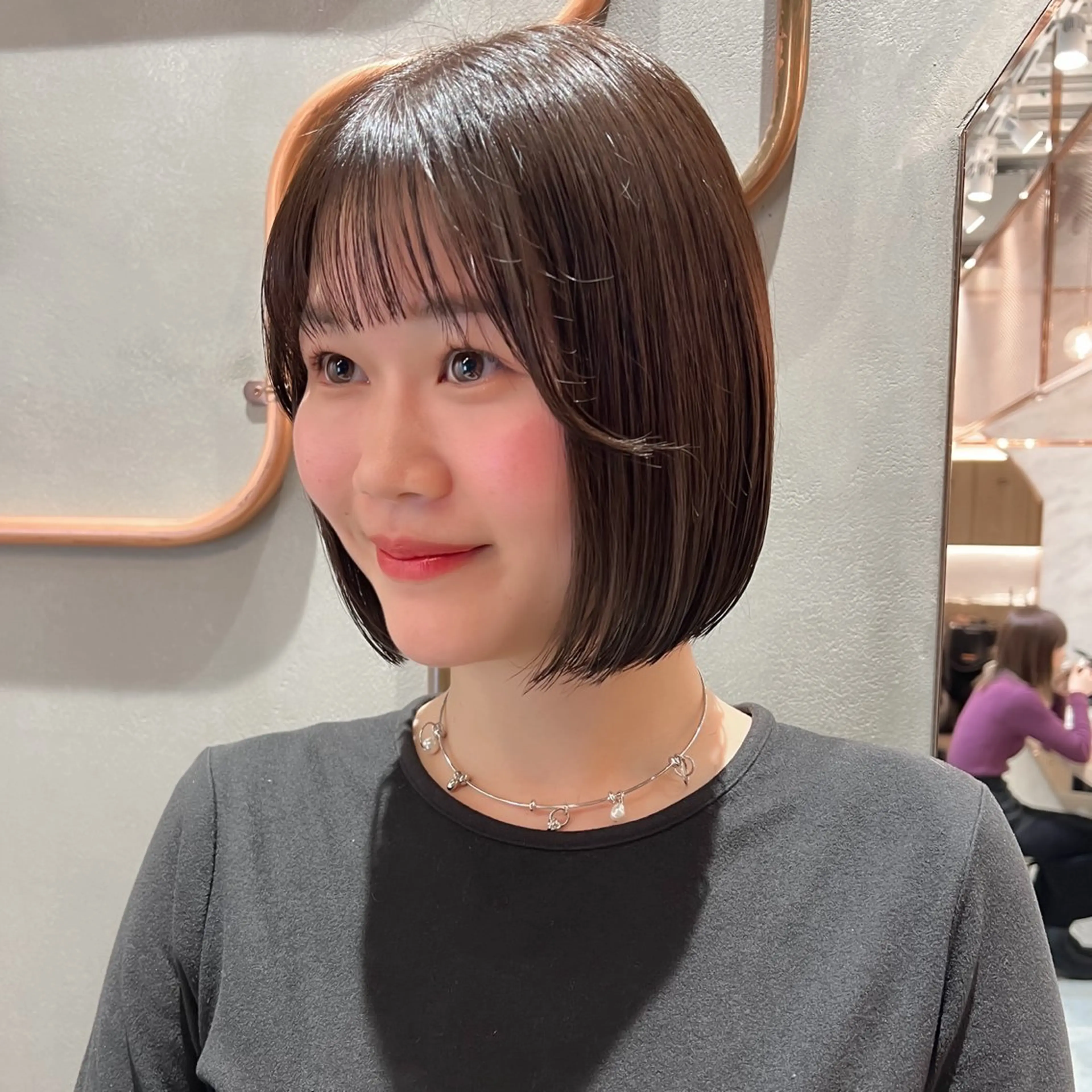 ショート カラー ボブ/巻ける縮毛矯正 /韓国レイヤーはなのヘアスタイル