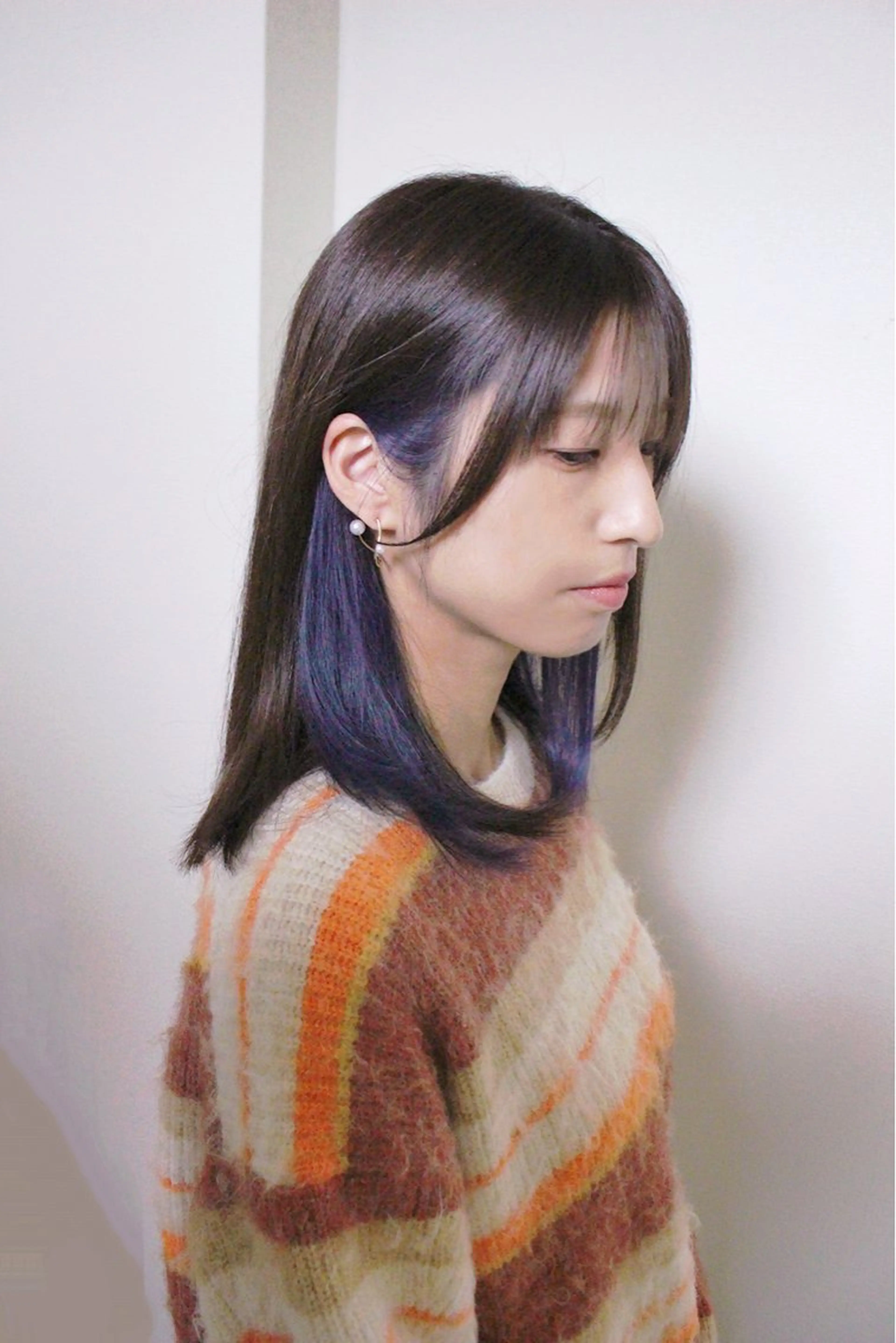 ミディアム カラー インナーカラー ネイビーカラー パープルカラー ヘアカラー 土居 正季のヘアスタイル