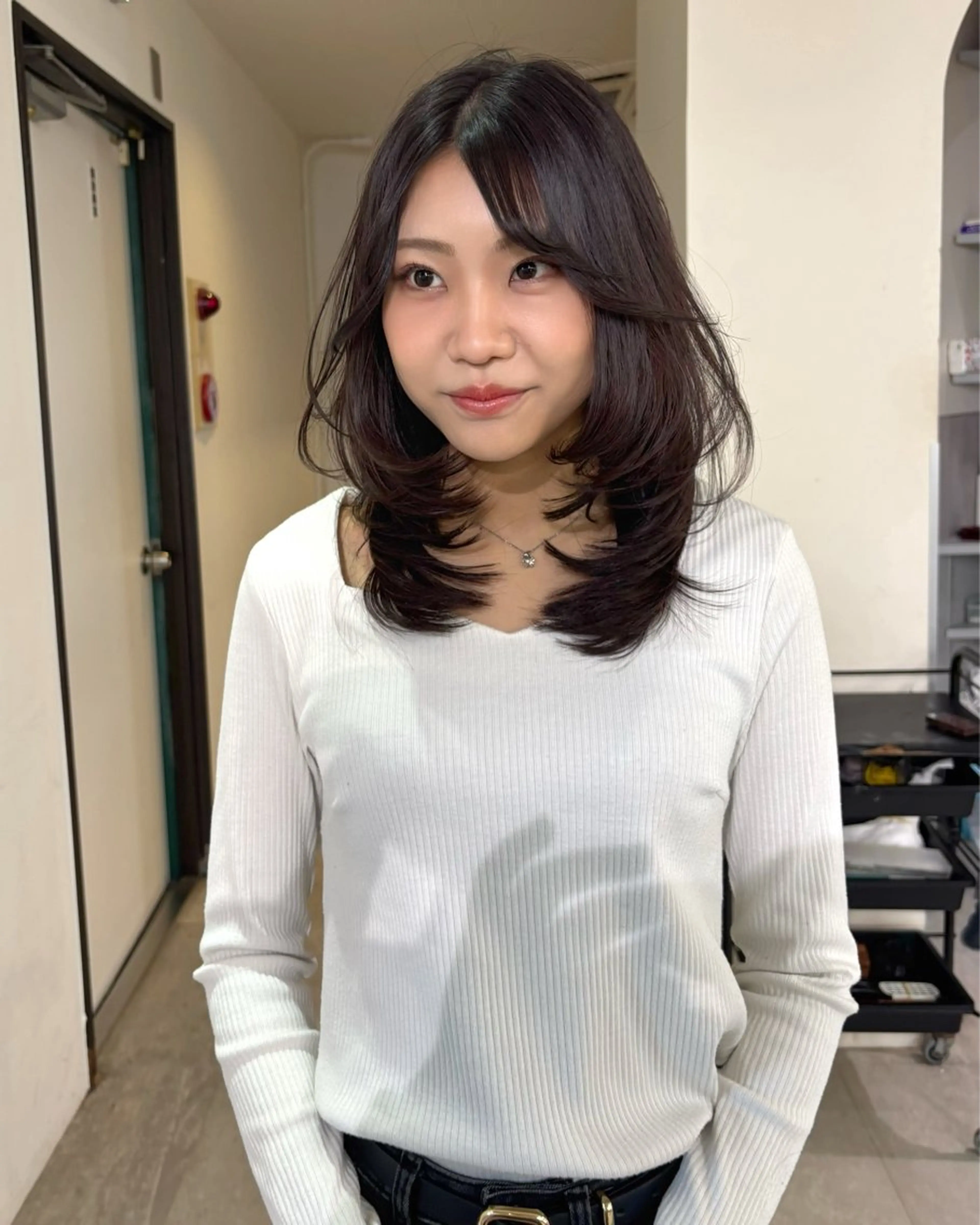 ミディアム カラー カット ヘアカラー mizuki/ピンク ベージュ.レイヤーのヘアスタイル