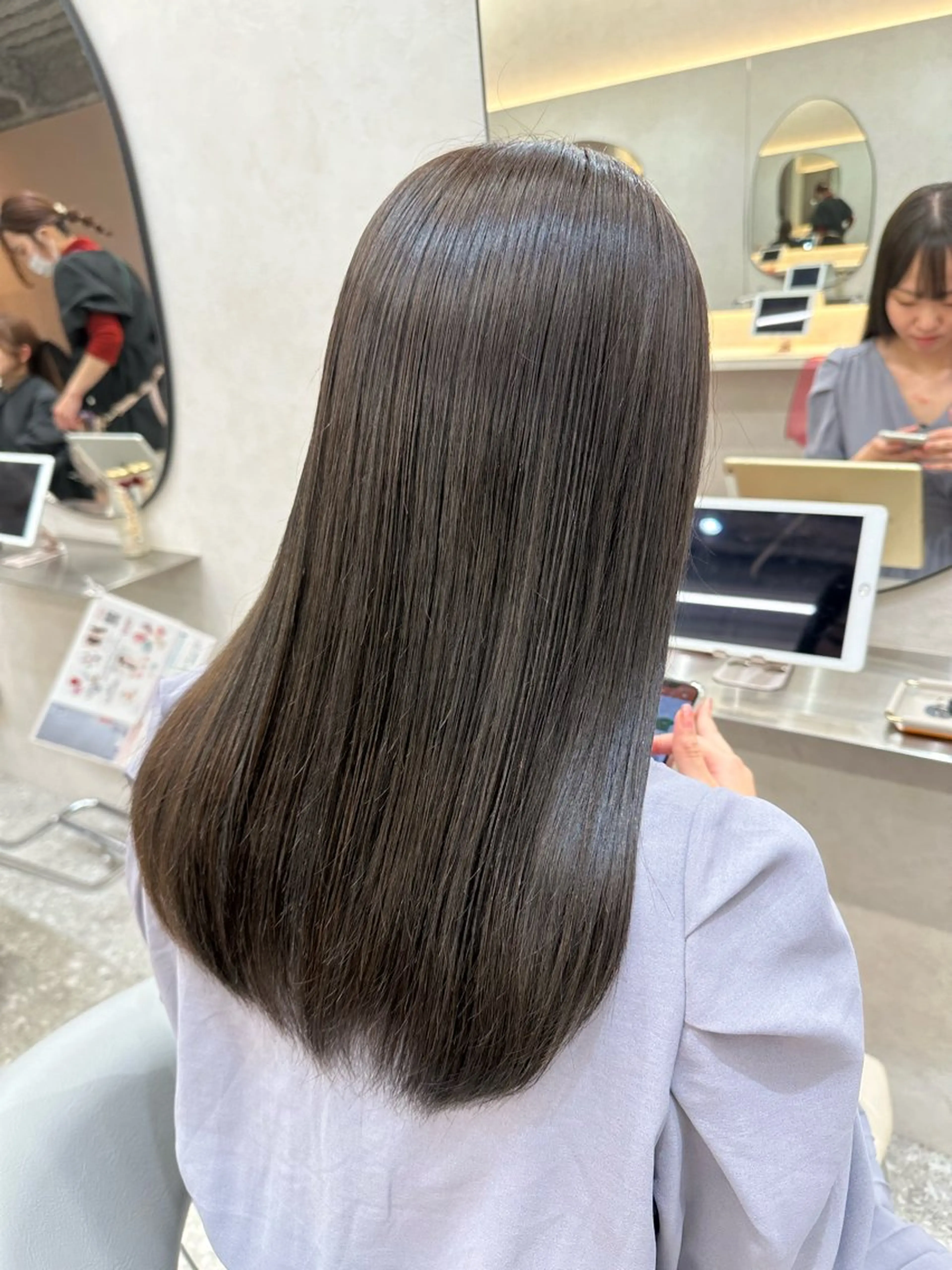 セミロング シールエクステ エクステ 顔周りカット 髪質改善 韓国風ヘア ヘアカラー トリートメント 新宿/韓国レイヤー/ 髪質改善/佐藤航のヘアスタイル