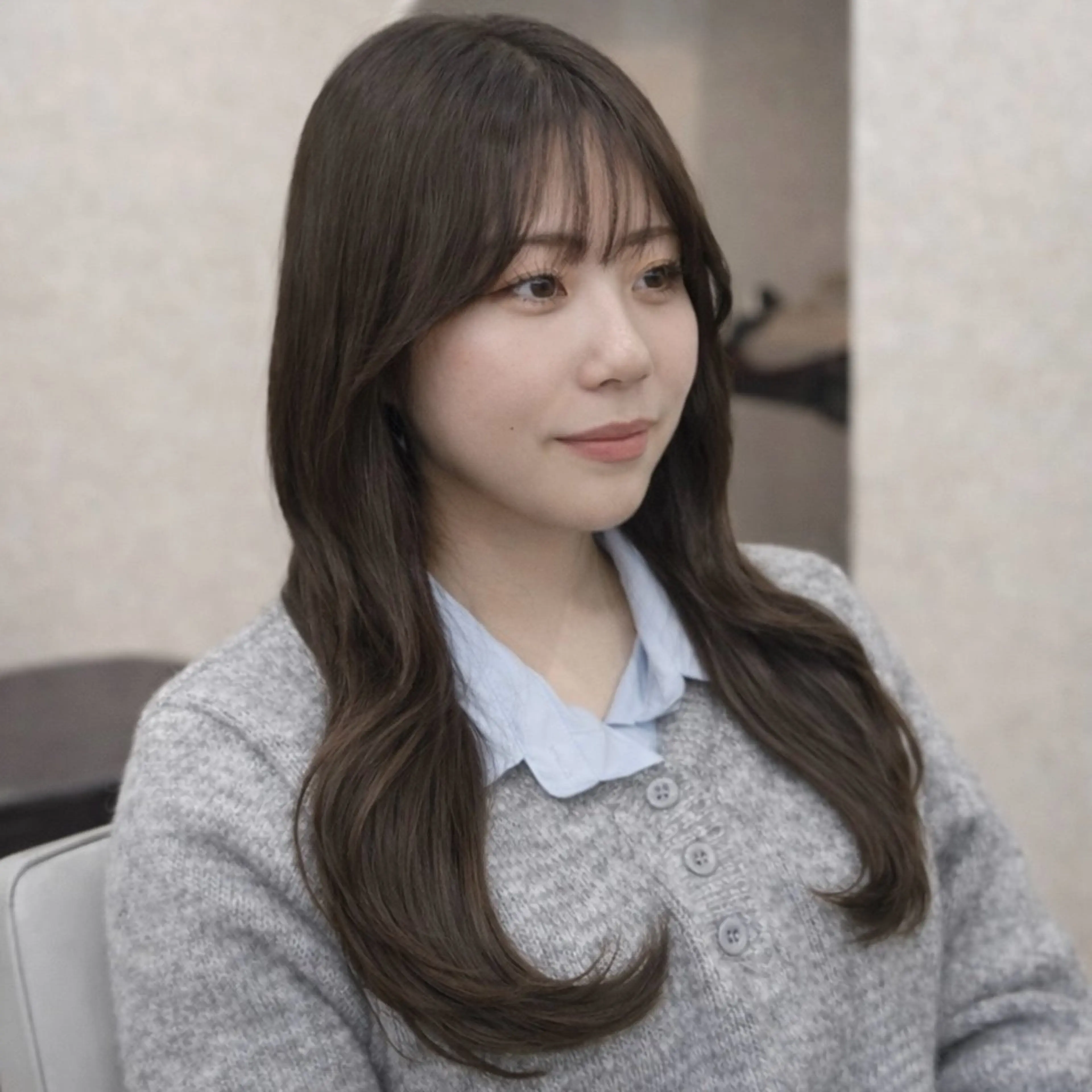 セミロング カット トリートメント ✨韓国ヘア✨ レイヤー✂️鎌倉楓麻のヘアスタイル