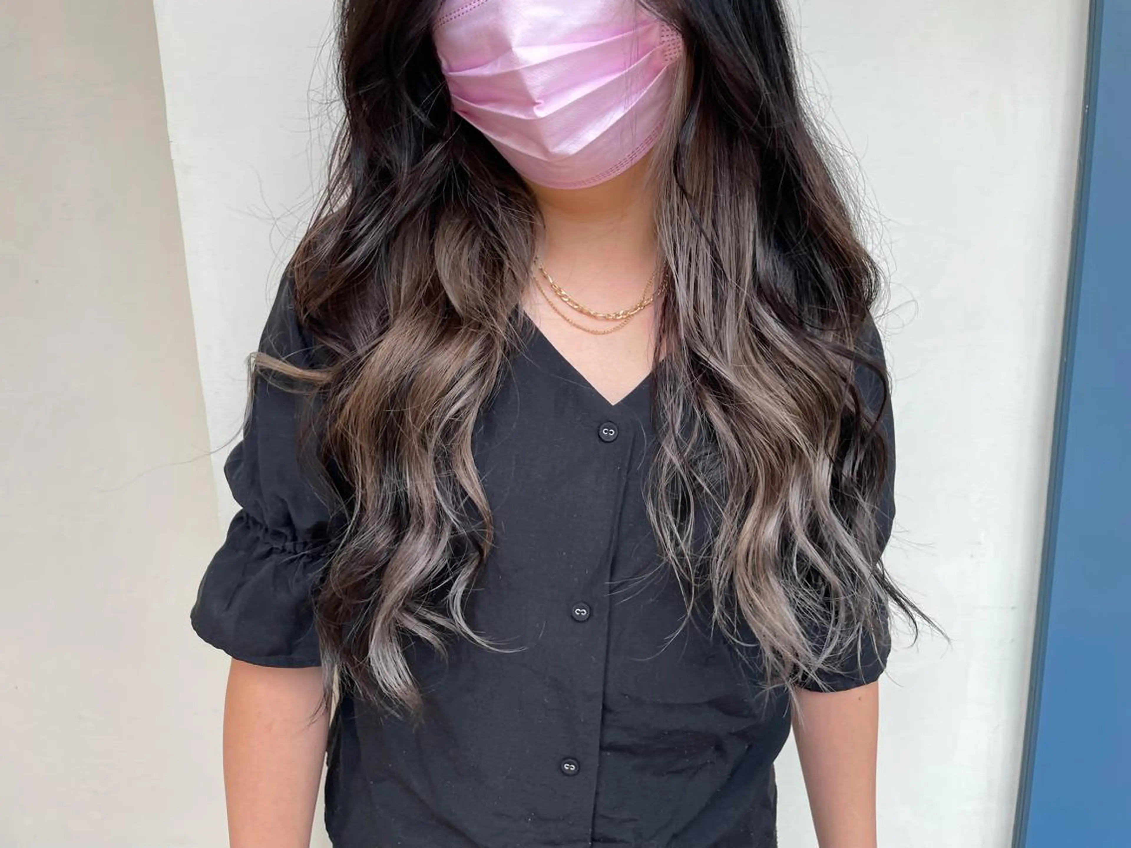 ロング ヘアカラー ブリーチ毛矯正.髪質 改善.髪にドラマをのヘアスタイル