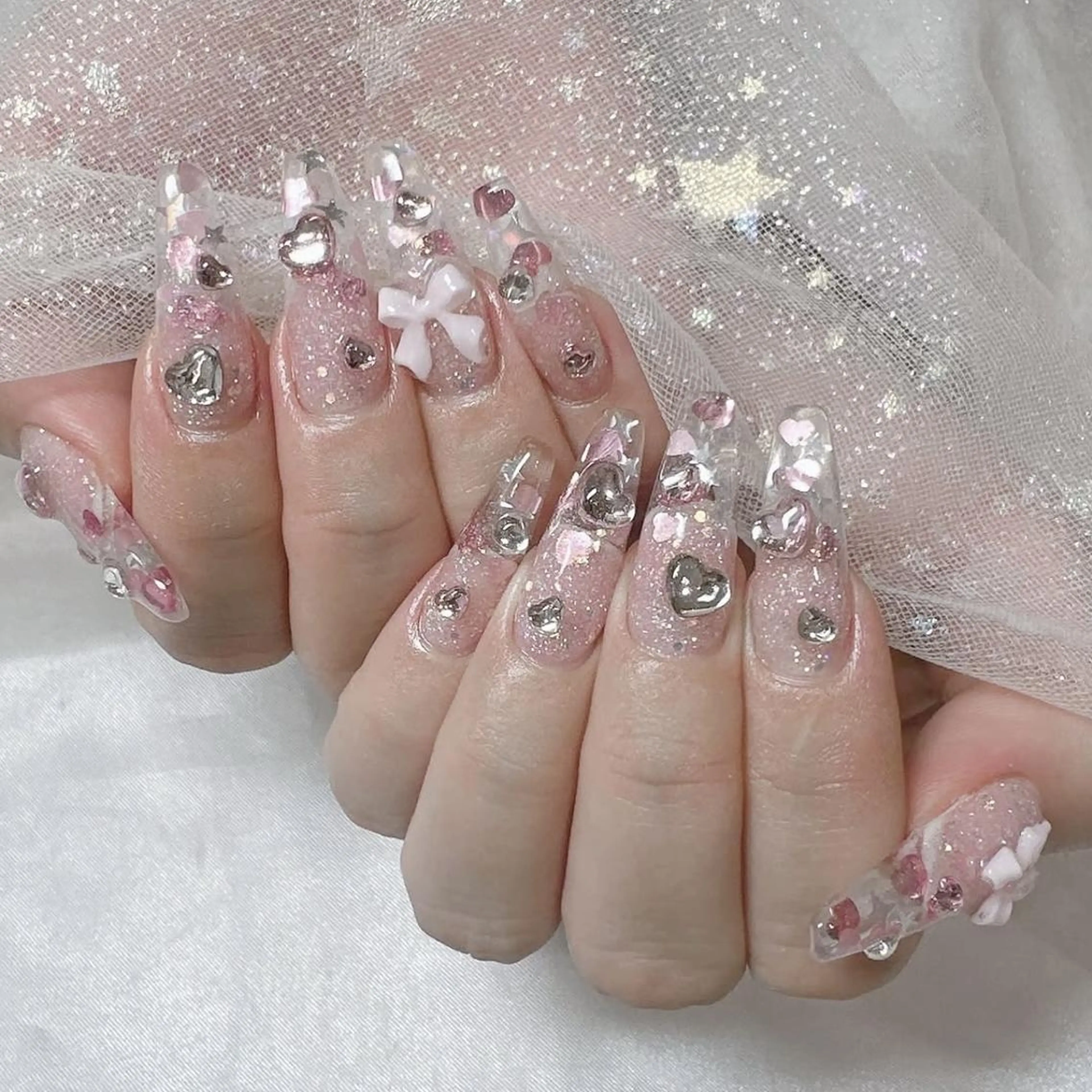 メンズ ネイル アートネイル フレンチネイル ジェルネイル キラキラネイル パラジェル Bloom kabukiのネイルデザイン