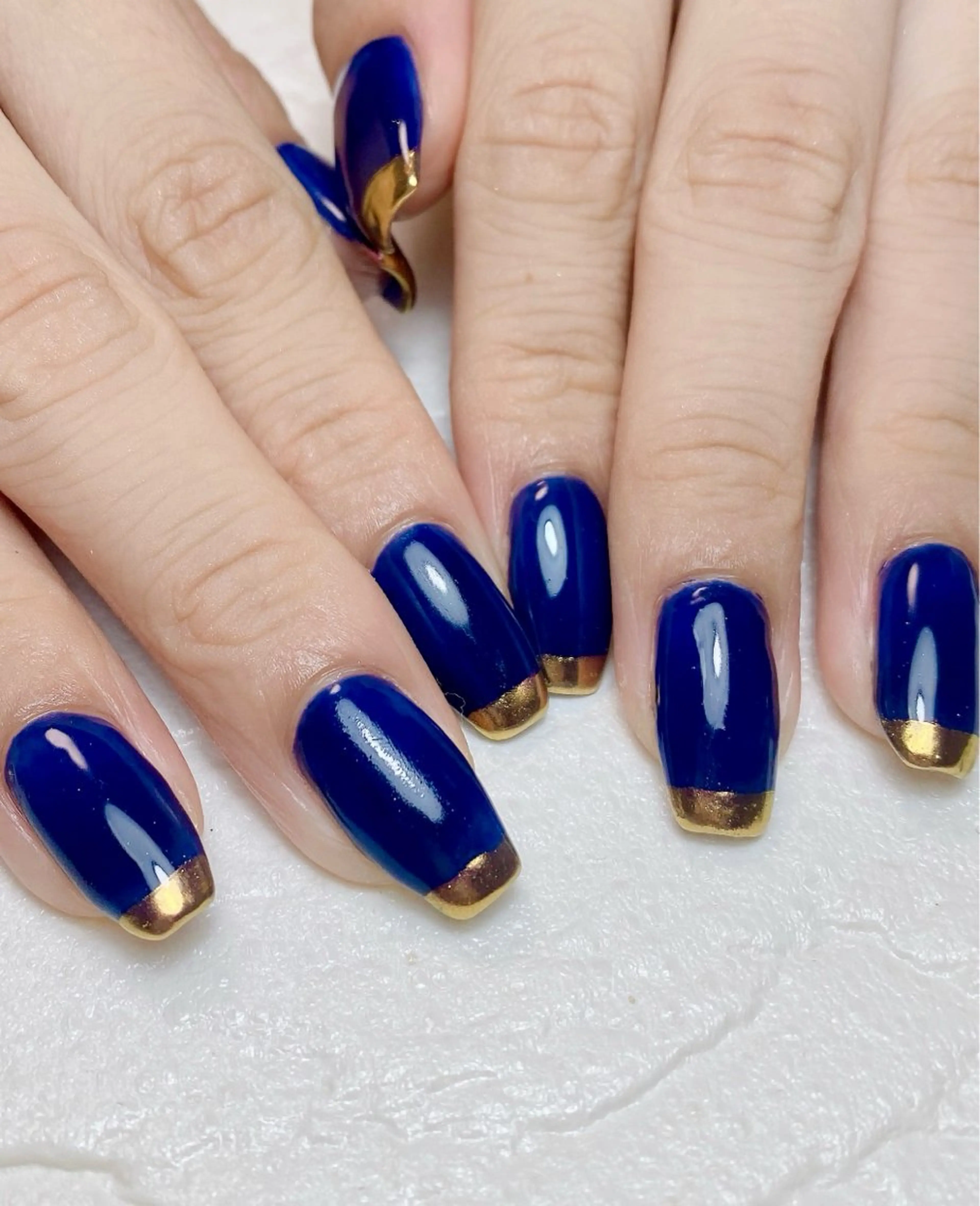 ネイル フレンチネイル ジェルネイル ミラーネイル ネイビー パラジェル Nail Salon K 🧸美爪育成のネイルデザイン