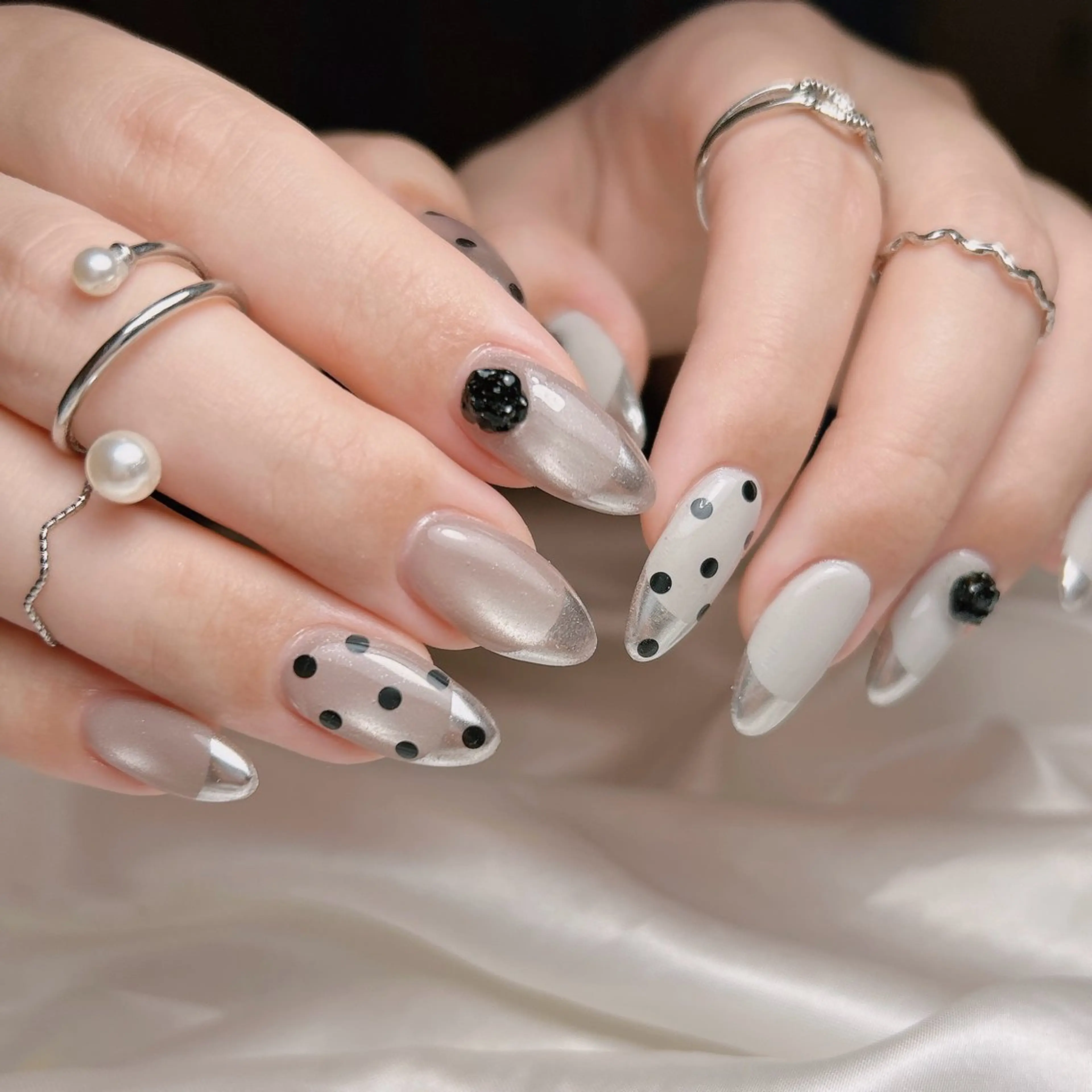 ネイル フレンチネイル ミラーネイル ハンドネイル junna 金山.東別院.上前津のネイルデザイン