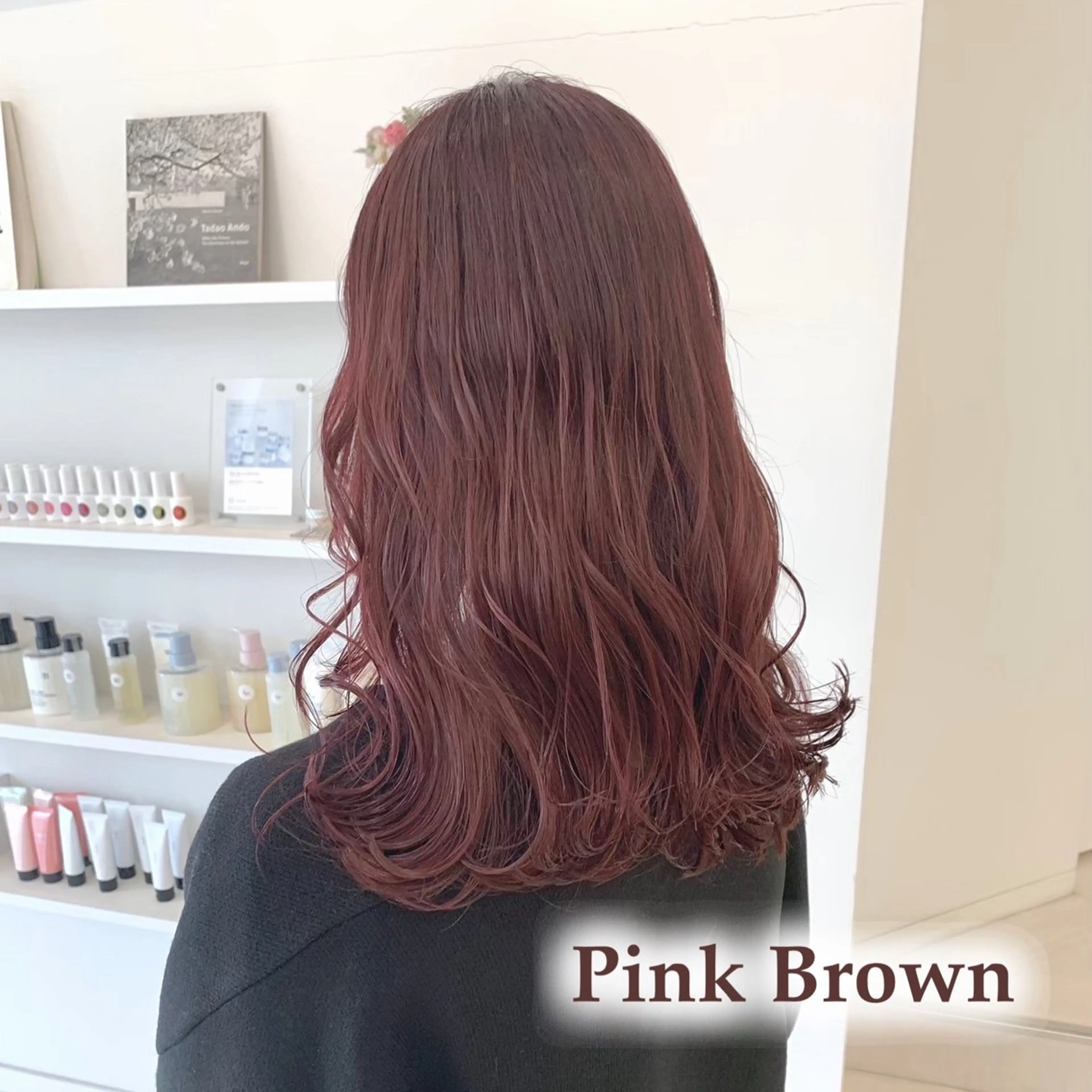 セミロング カラー ブラウンカラー ピンクカラー ピンクブラウン ParveMix￤ 出石 菜々🥂のヘアスタイル