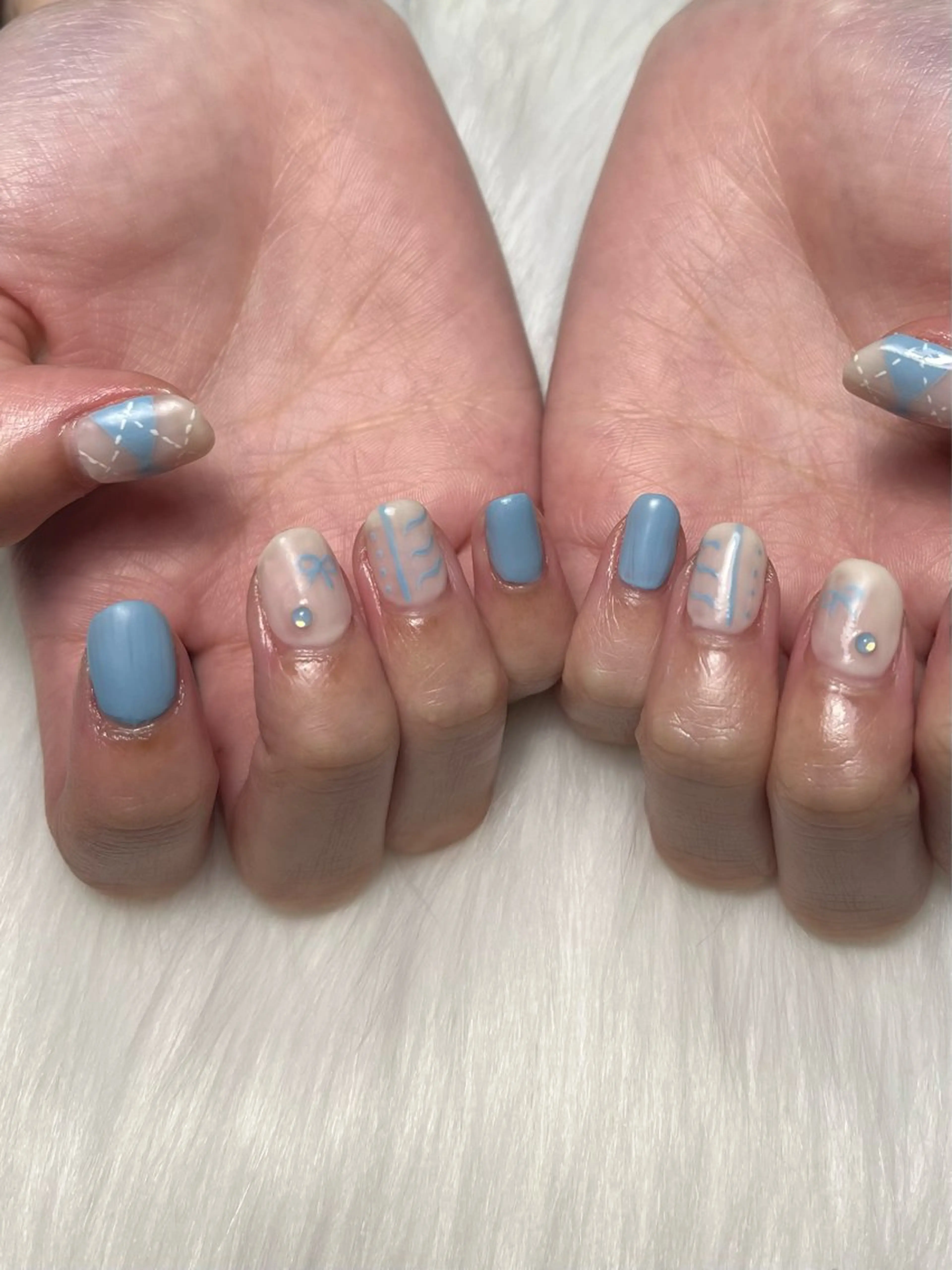ネイル マットネイル リボン ハンドネイル Nail salon Hanakoのネイルデザイン