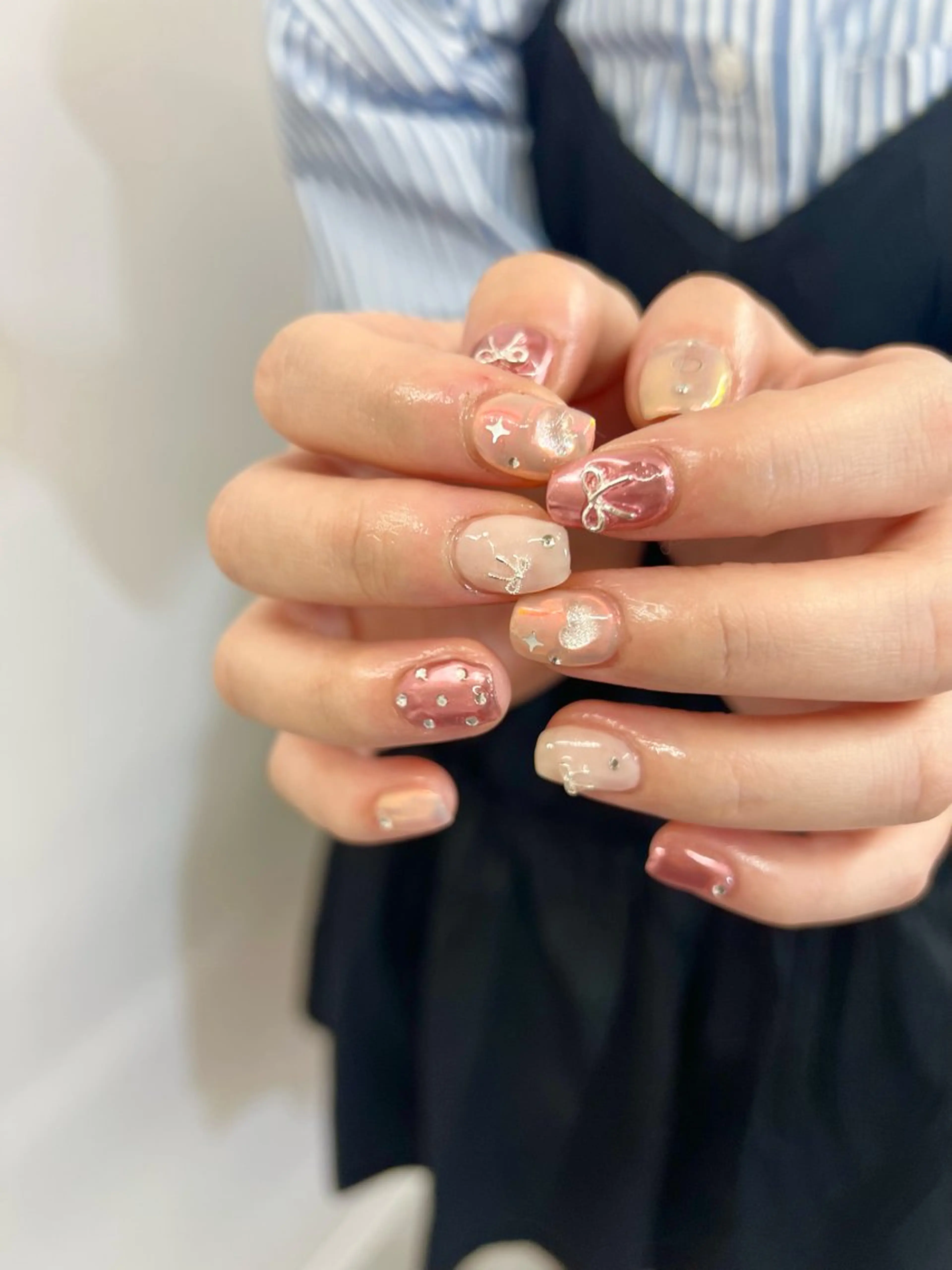 ネイル ジェルネイル ハート マグネットネイル ニュアンスネイル パラジェル ハンドネイル ハンドケア Bana_ Nailのネイルデザイン