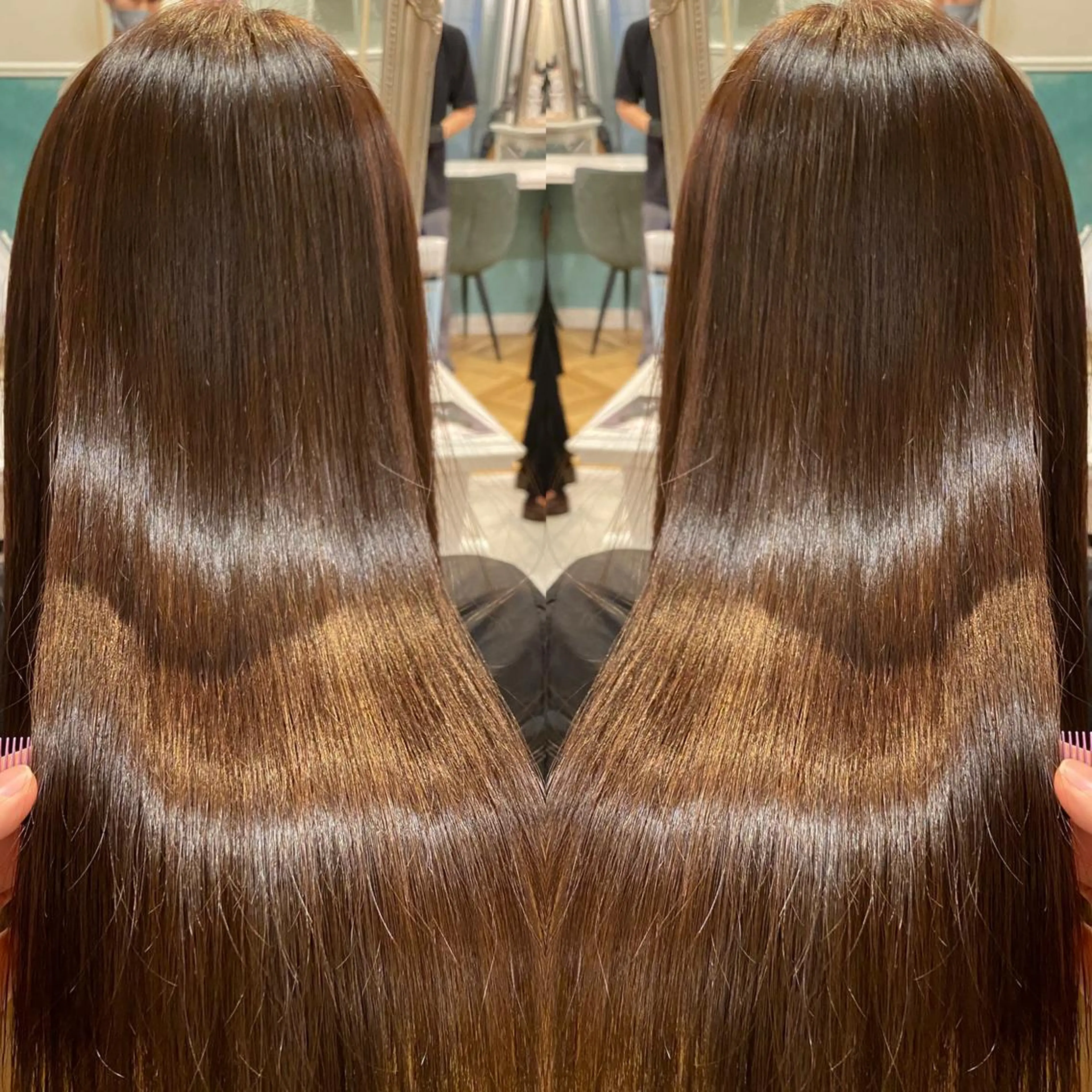 セミロング カラー パーマ ボブ/縮毛矯正/ 高嶋 優のヘアスタイル