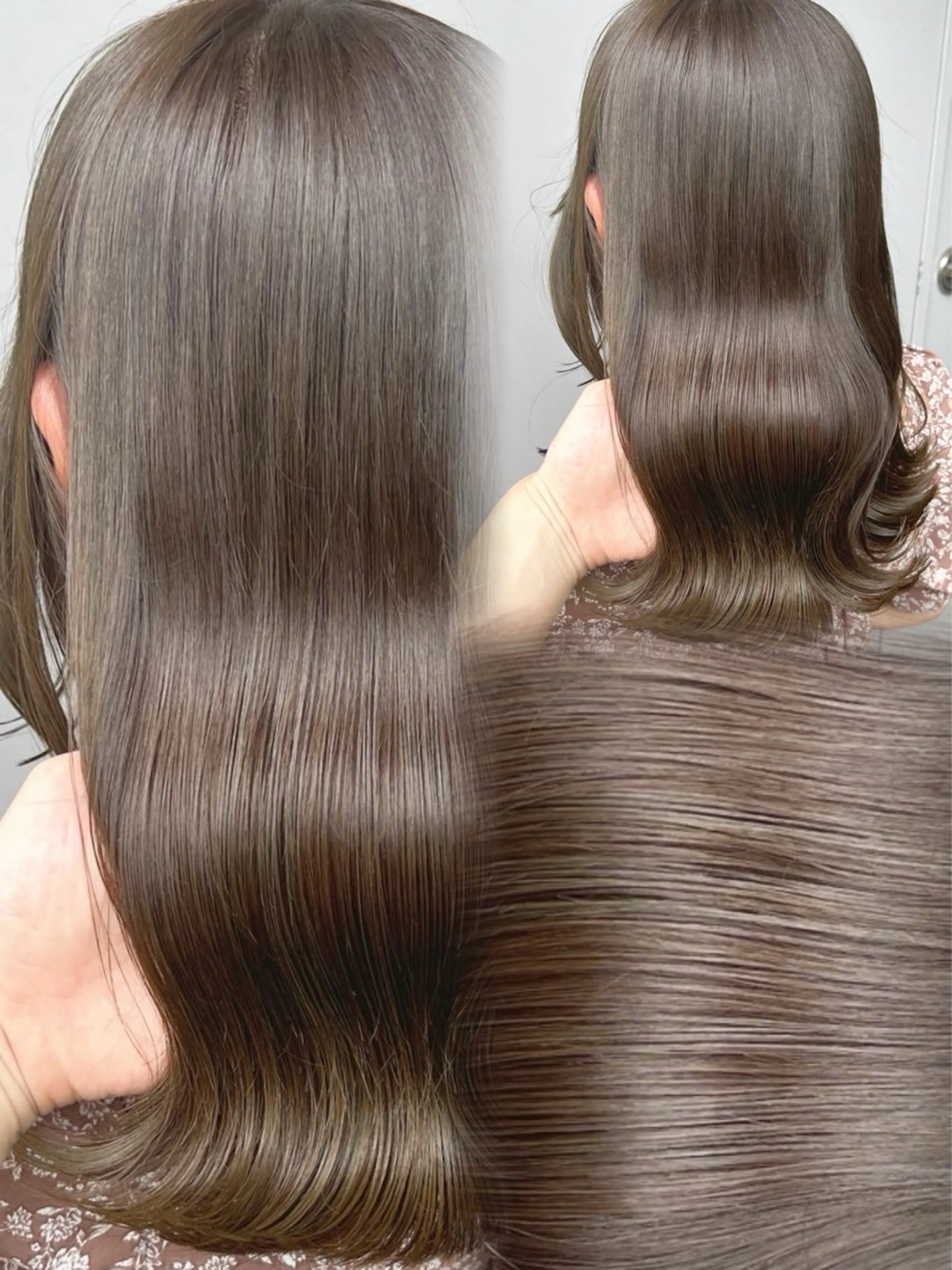 ロング カラー パーマ ヘアアレンジ メンズ キッズ カット ヘアカラー トリートメント 🦋韓国レイヤー｜ 透明感グレージュ🦋のヘアスタイル