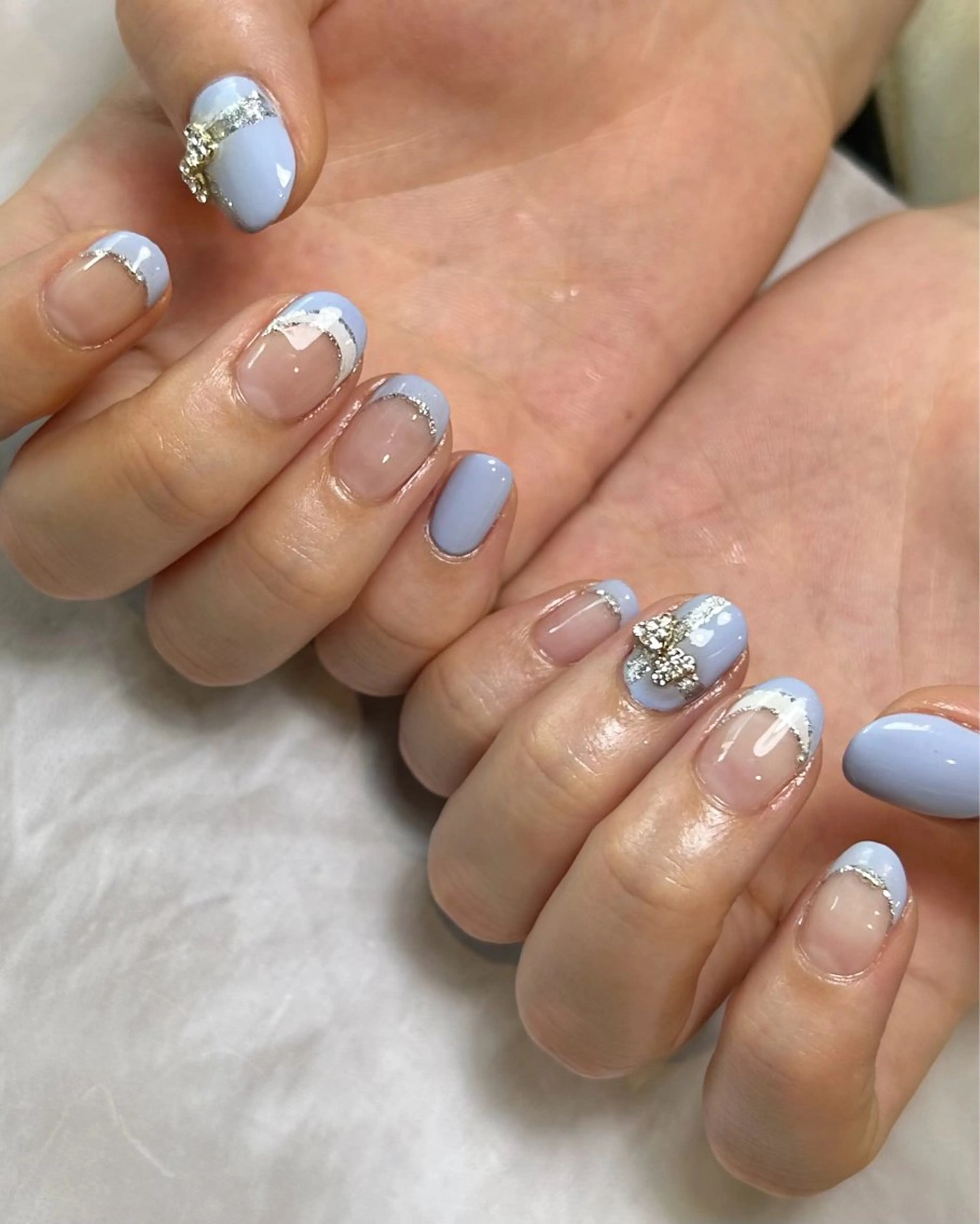 ネイル ブルー 持ち込み パステルネイル ハンドネイル Reflection marikoのネイルデザイン