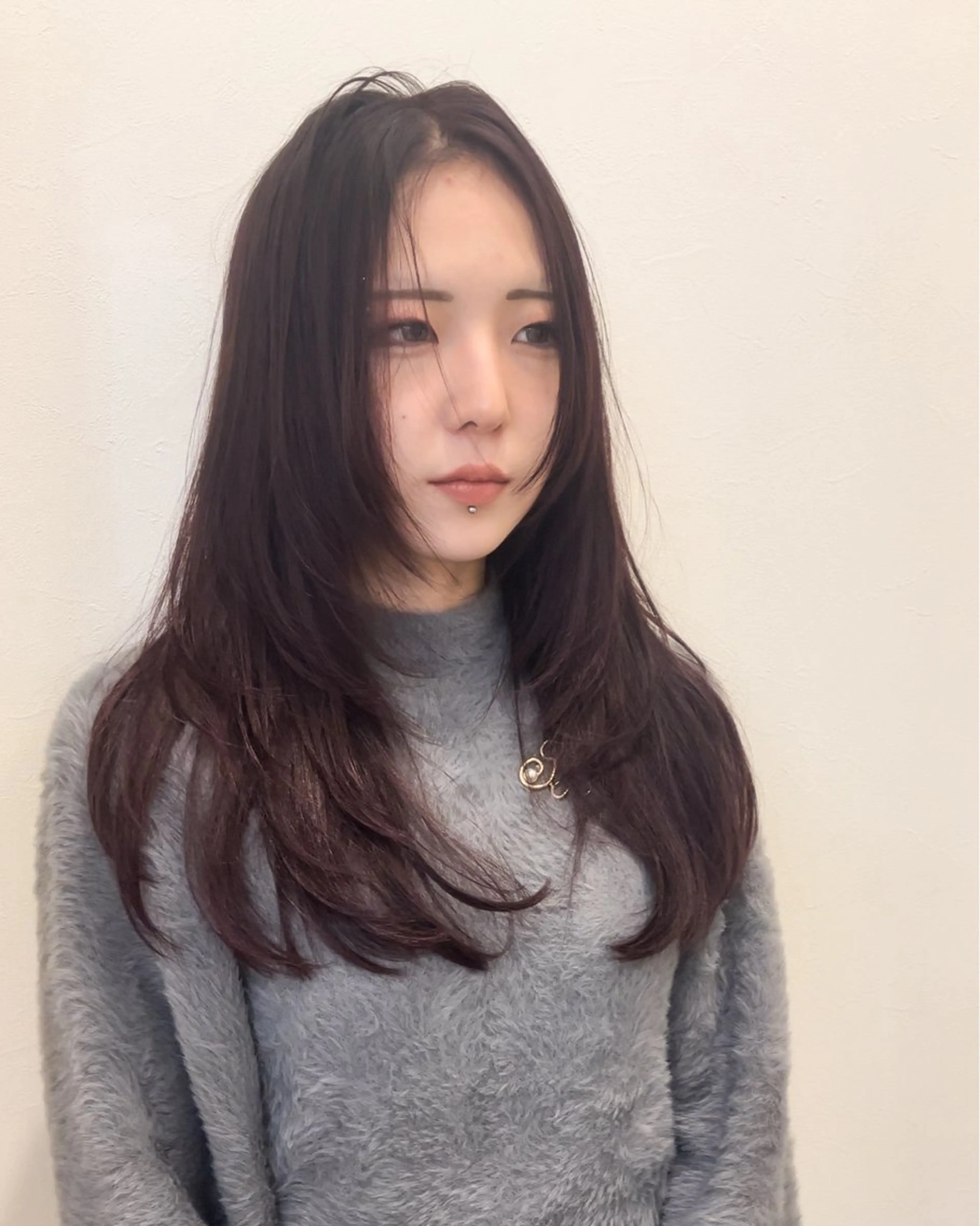 ロング カラー ブラウンカラー レッドカラー レッドブラウン 韓国風ヘア レイヤーカット ミタニ/髪質改善 /レイヤーカットのヘアスタイル