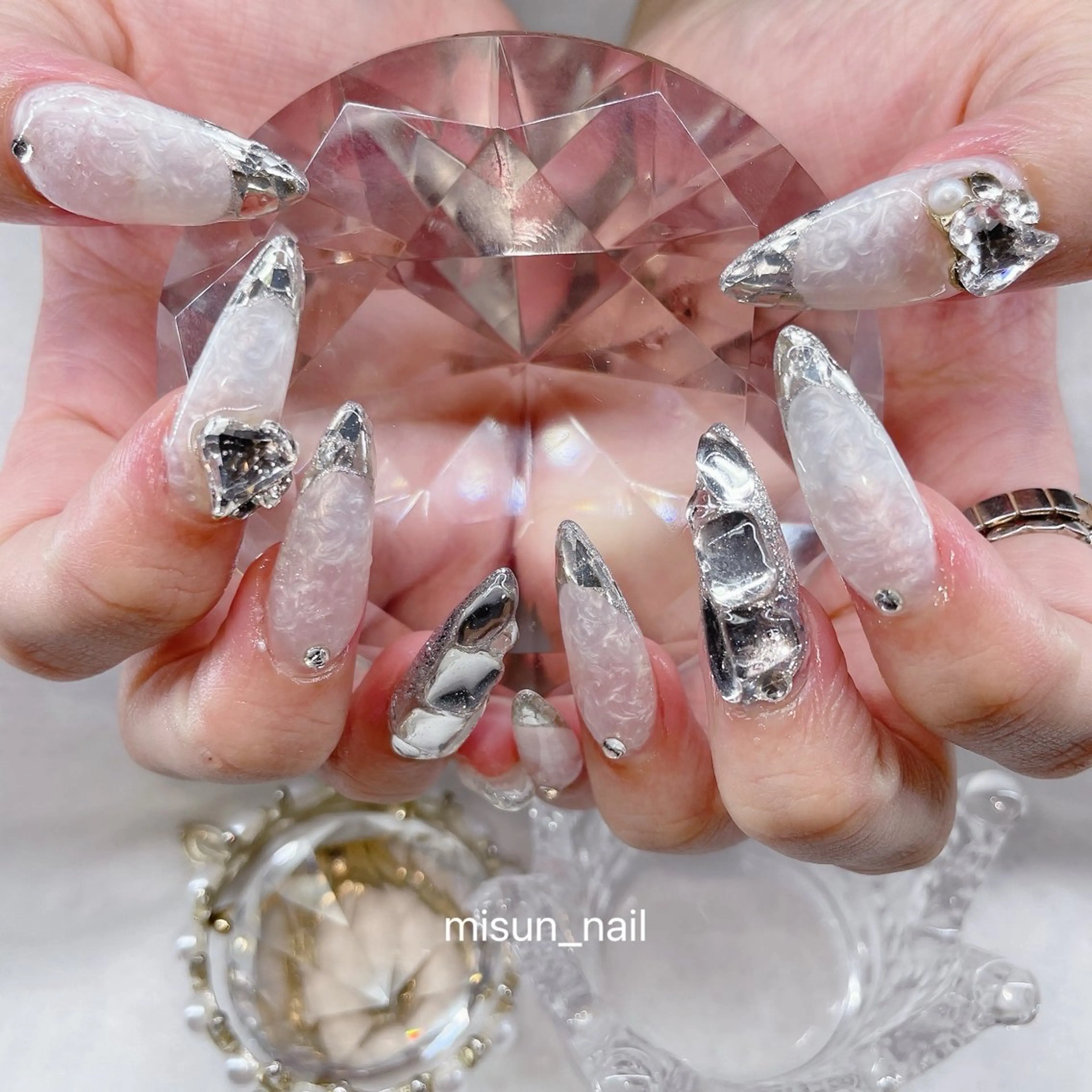 ネイル アートネイル オーロラネイル チークネイル 長さ出し フラッシュネイル misun_nail所属・misun_ nailのネイルデザイン