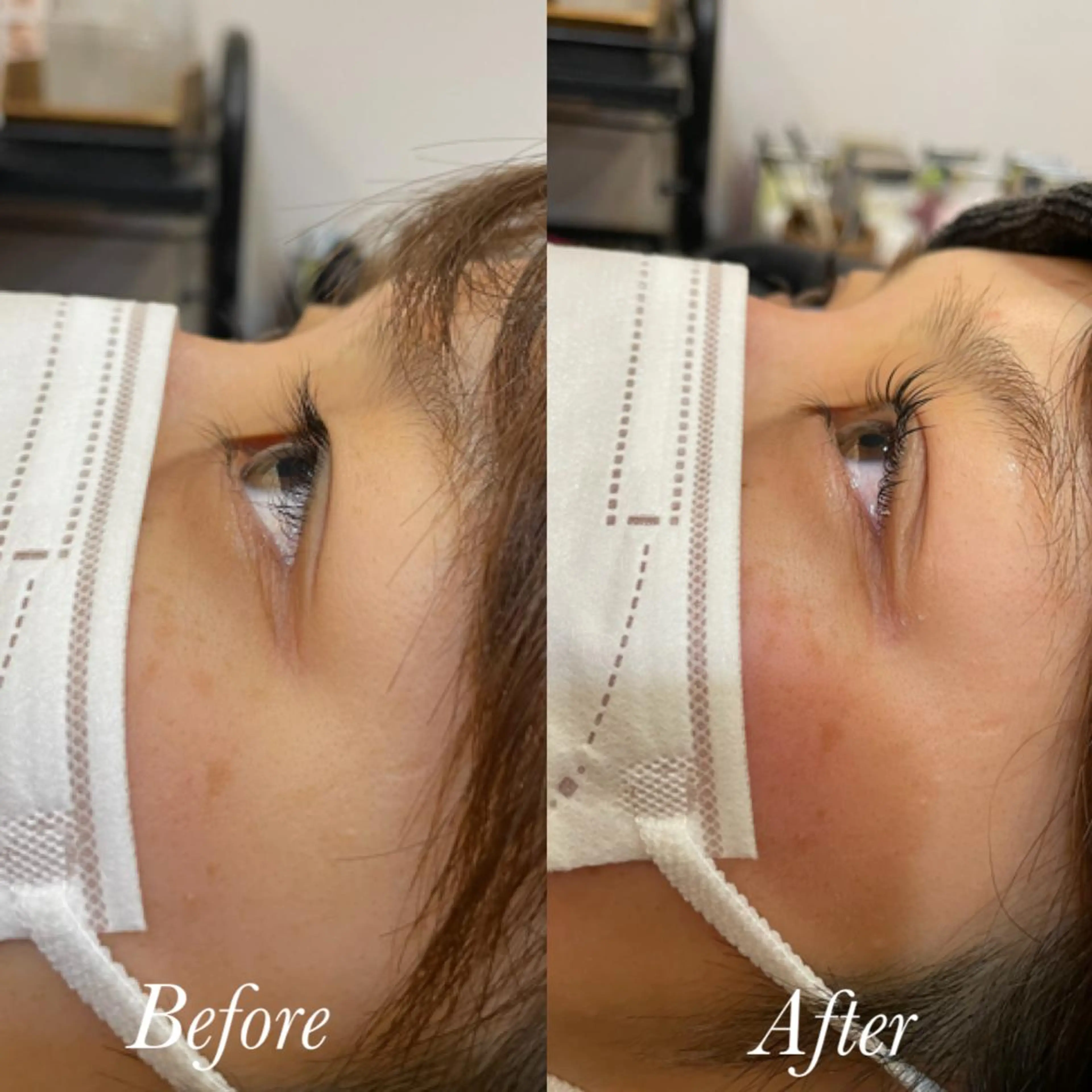 マツエク・マツパ パリジェンヌラッシュリフト aya/小顔レイヤー /柔らかカラーのヘアスタイル