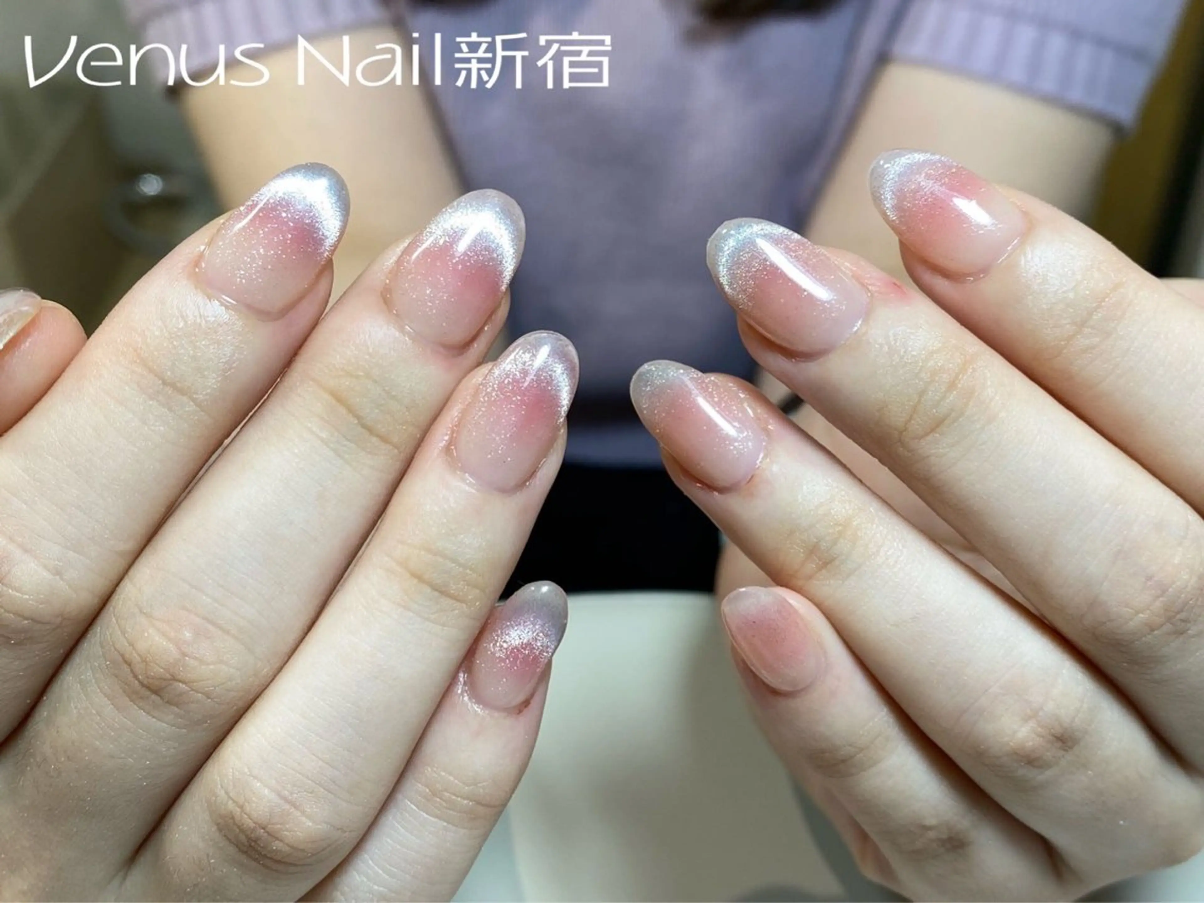 ネイル フレンチネイル ガーリー マグネットネイル マグネットフレンチ ワンホンネイル ハンドネイル Venusパラジェル 長さだし専門店のネイルデザイン