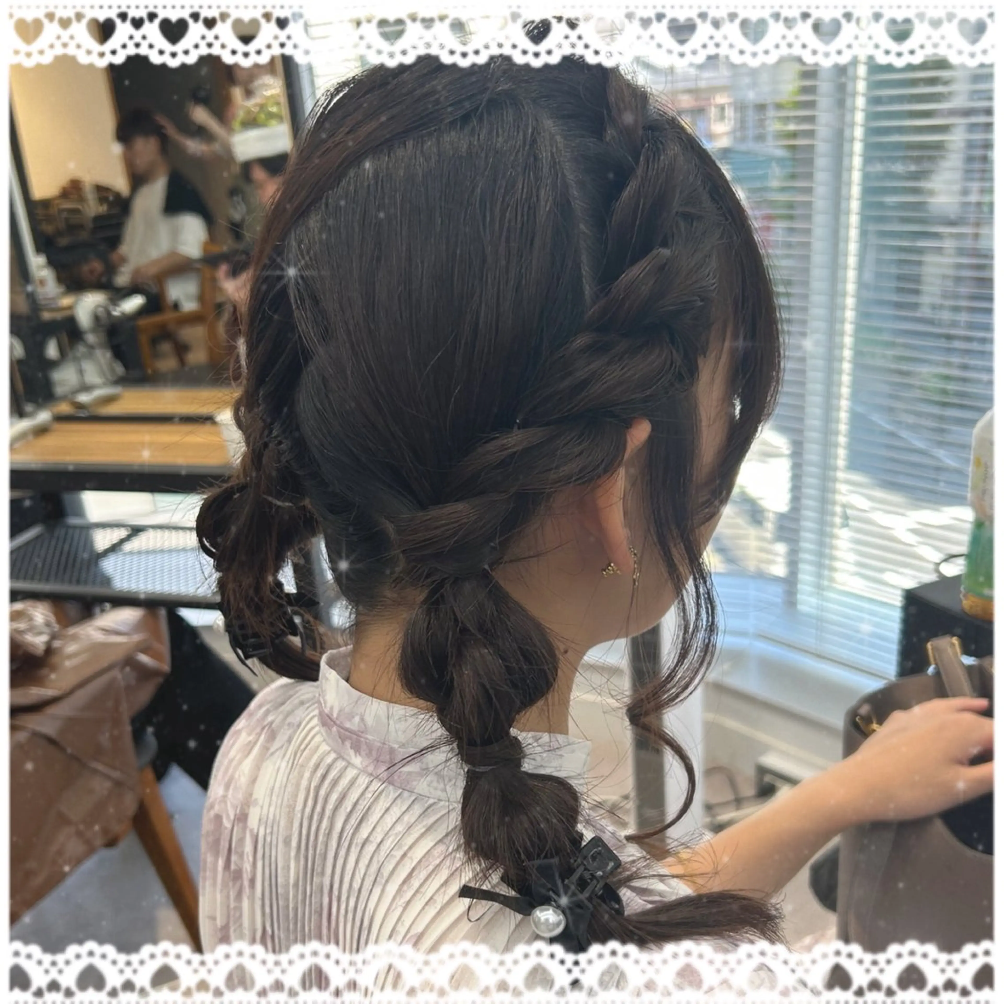 セミロング ヘアアレンジ ヘアセット 🎀オタク美容師艶髪 カラーERINA🎀のヘアスタイル