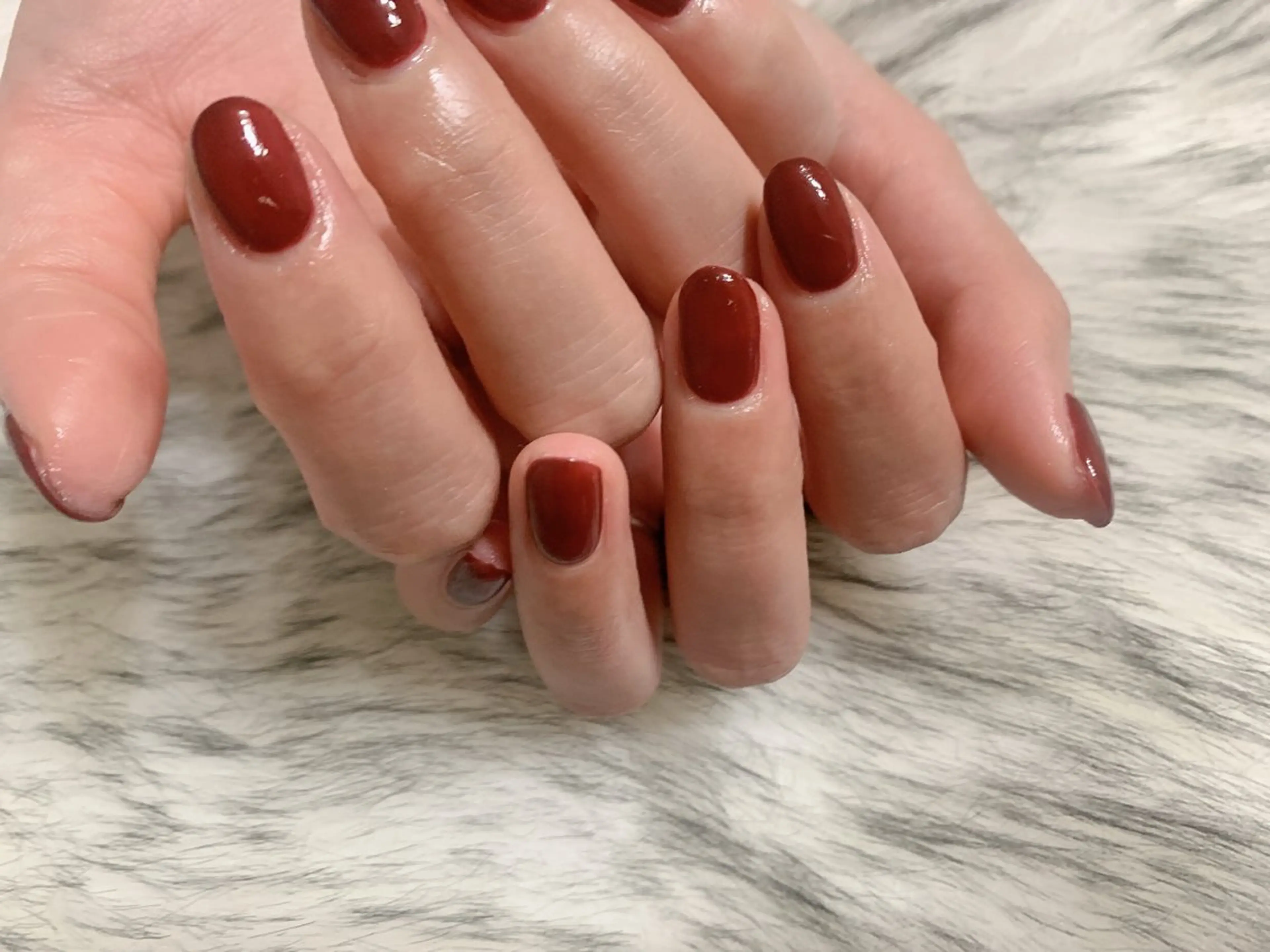 ネイル ボルドー ジェルネイル 韓国ネイル ワンカラーネイル パラジェル kikinail 溝の口のネイルデザイン