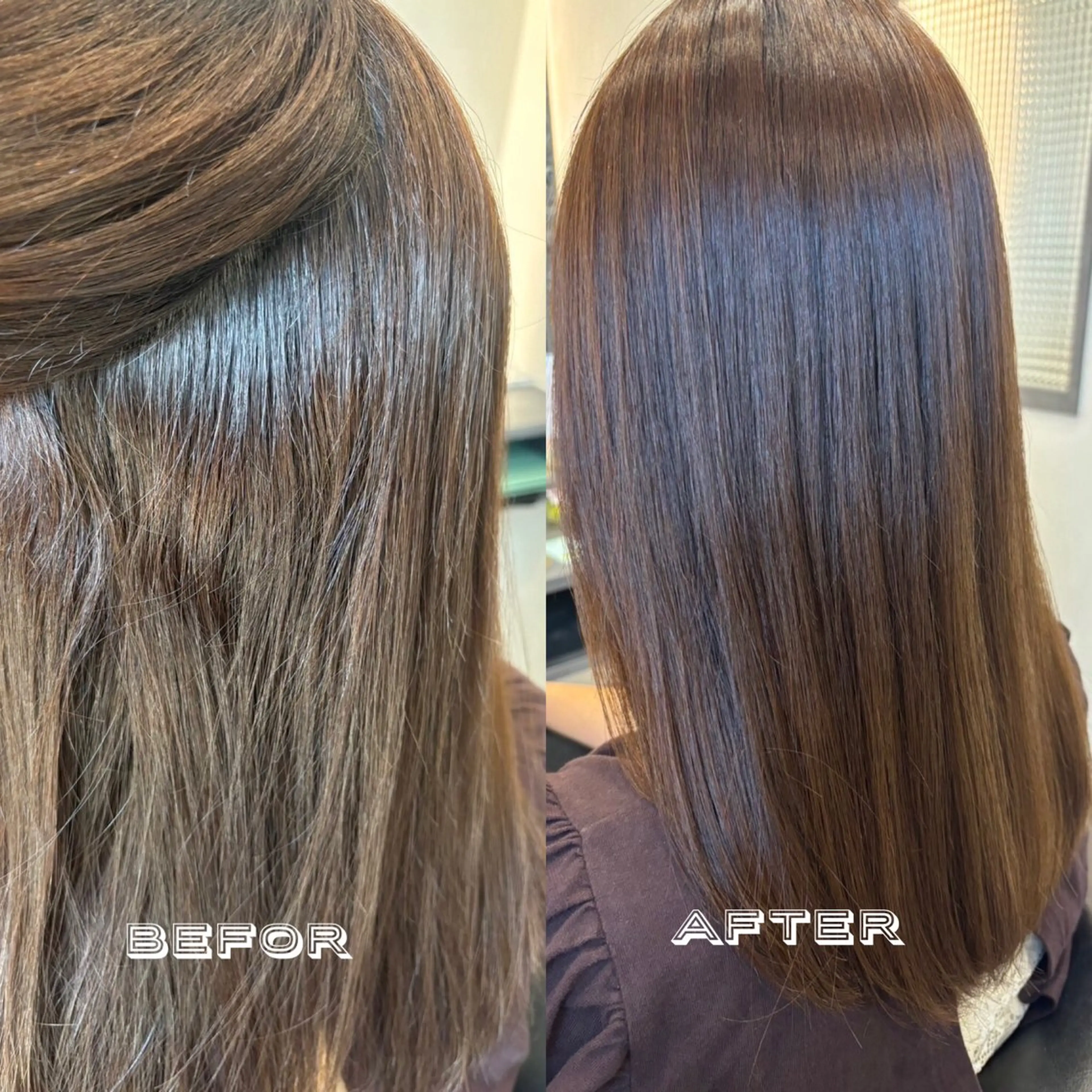 セミロング 髪質改善 縮毛矯正 髪質改善美容室Qin hair所属・【女性限定】 👑hanaのヘアスタイル